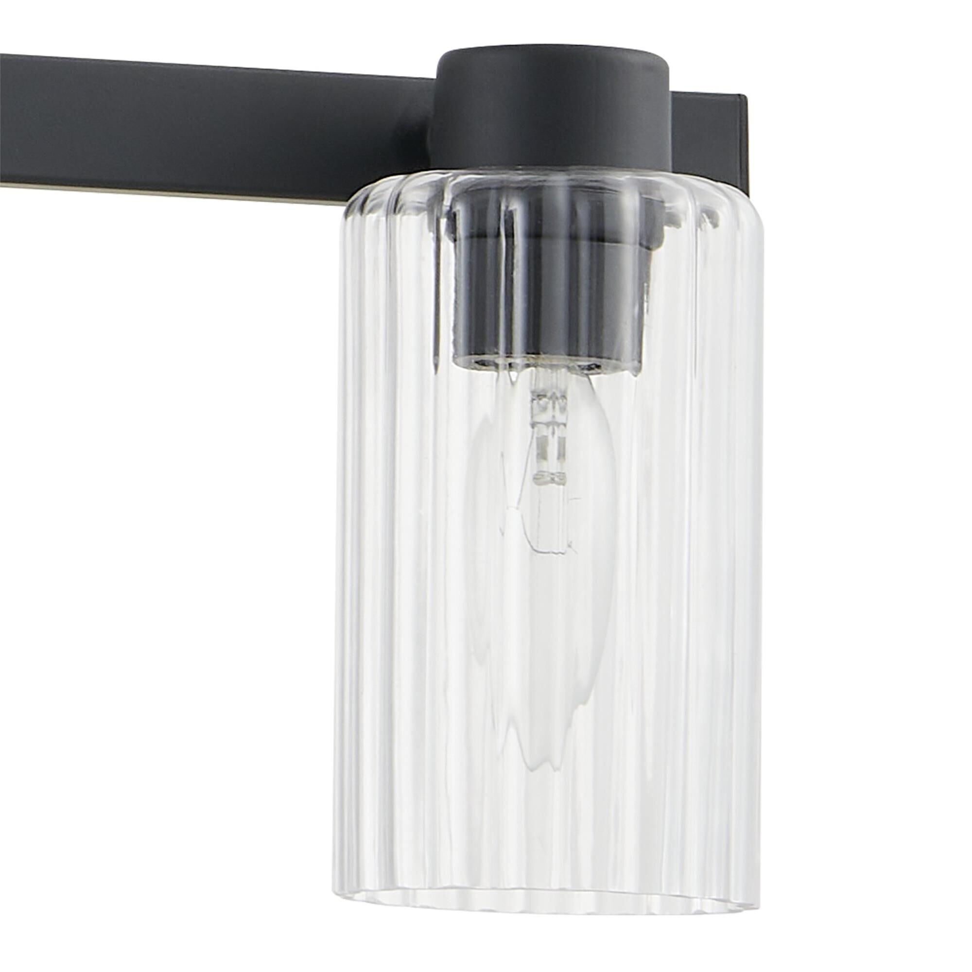Shown in Matte Black finish and Clear Ribbed glass
