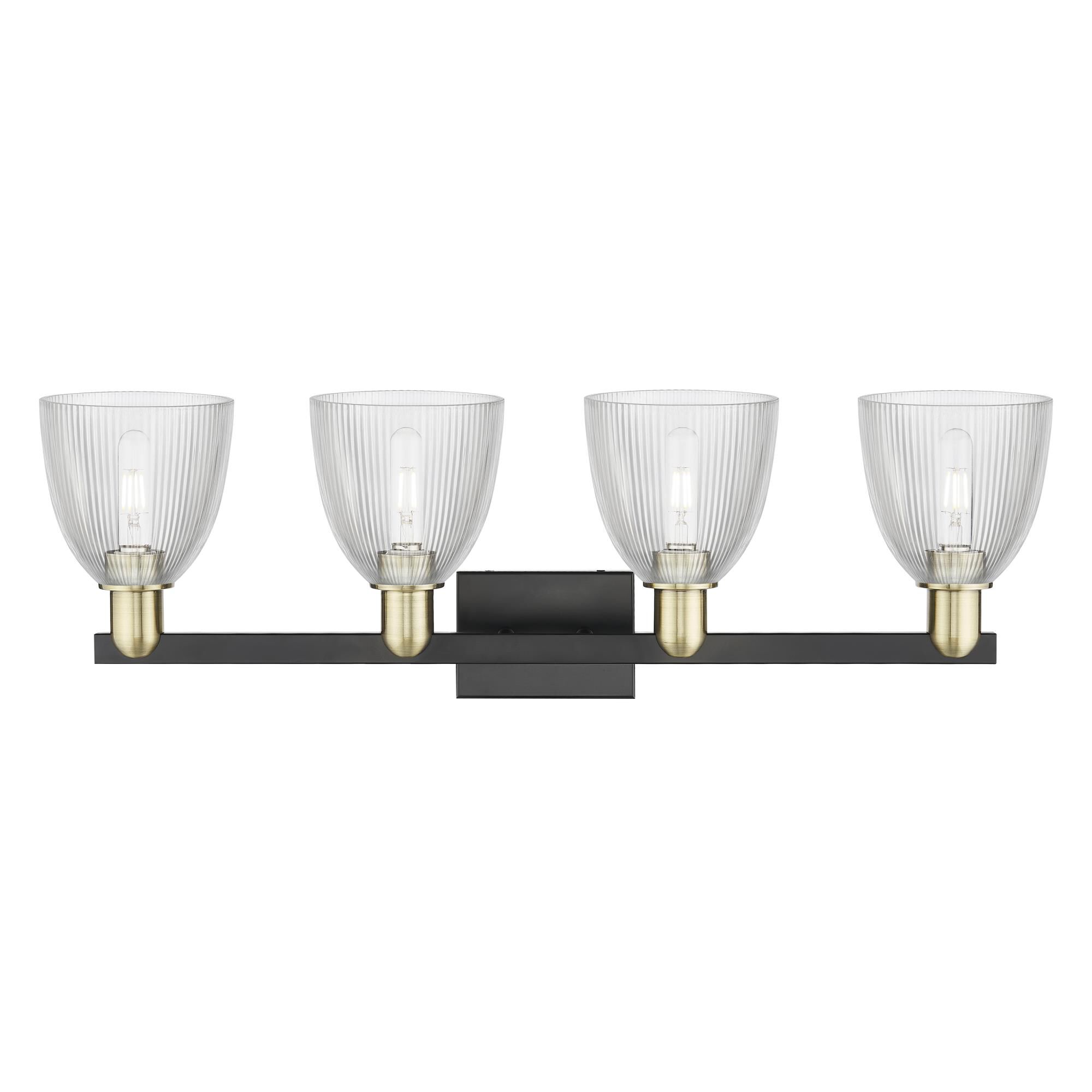 Shown in Black Antique Brass finish and Clear glass