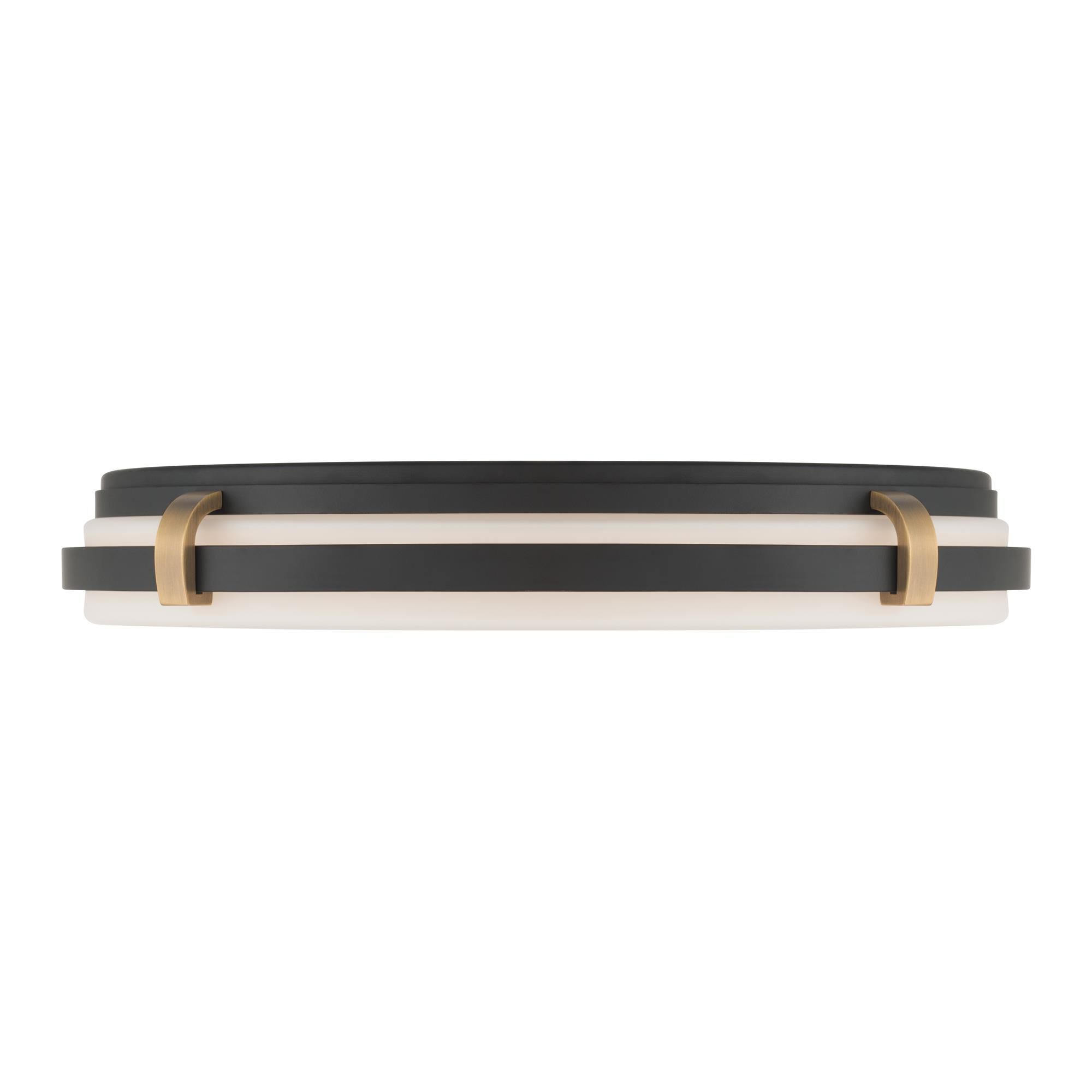 Shown in Dark Matte Black and Legacy Brass finish and Etched White glass