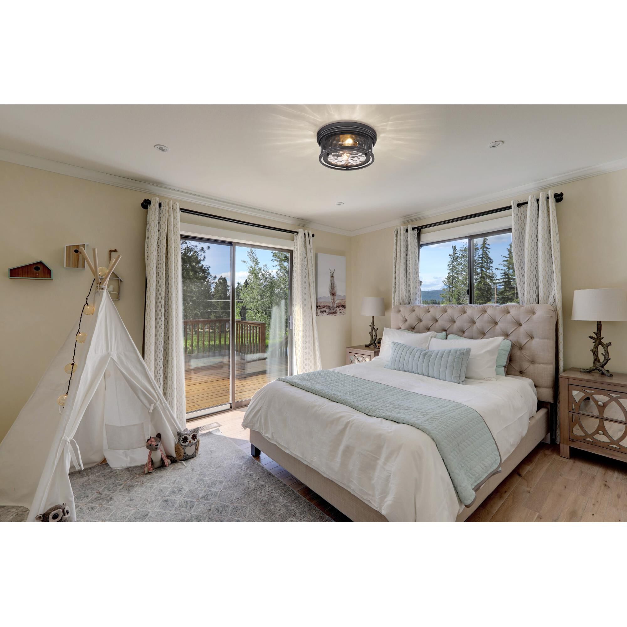 Shown in Bronze finish and Inner Clear Water and Outer Clear glass and No Shade shade