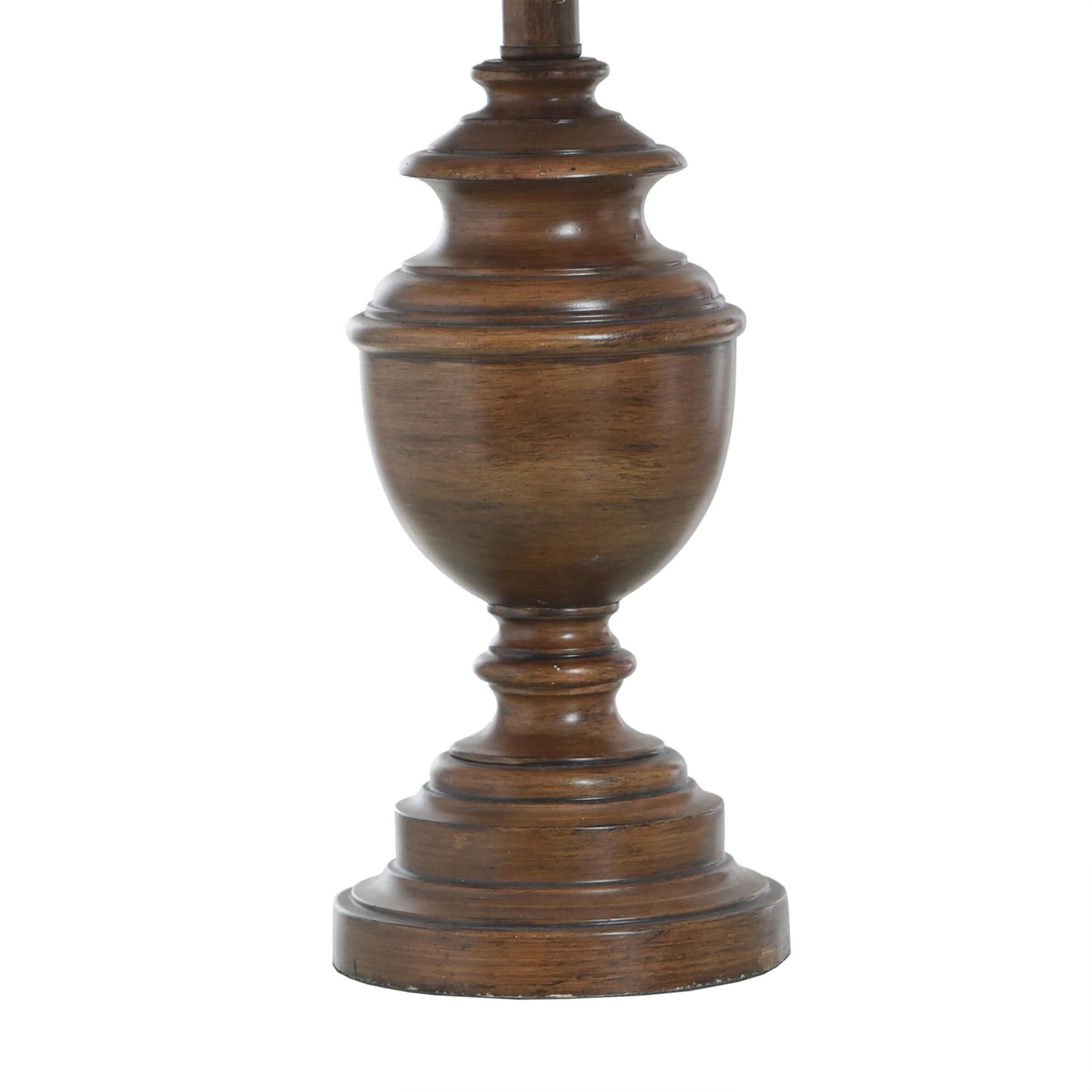 Shown in French Oak finish and Heathered Light Beige Hardback Fabric shade