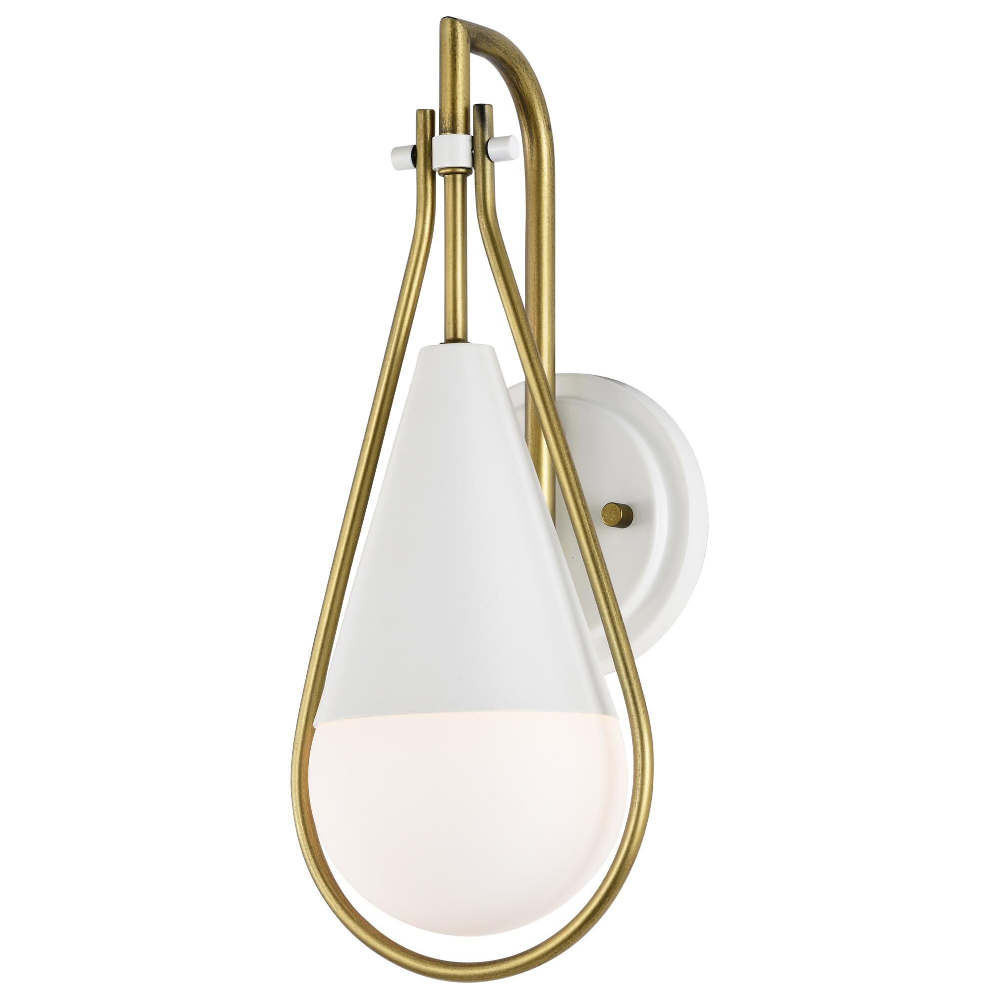 Shown in Matte White and Natural Brass finish and White Opal glass