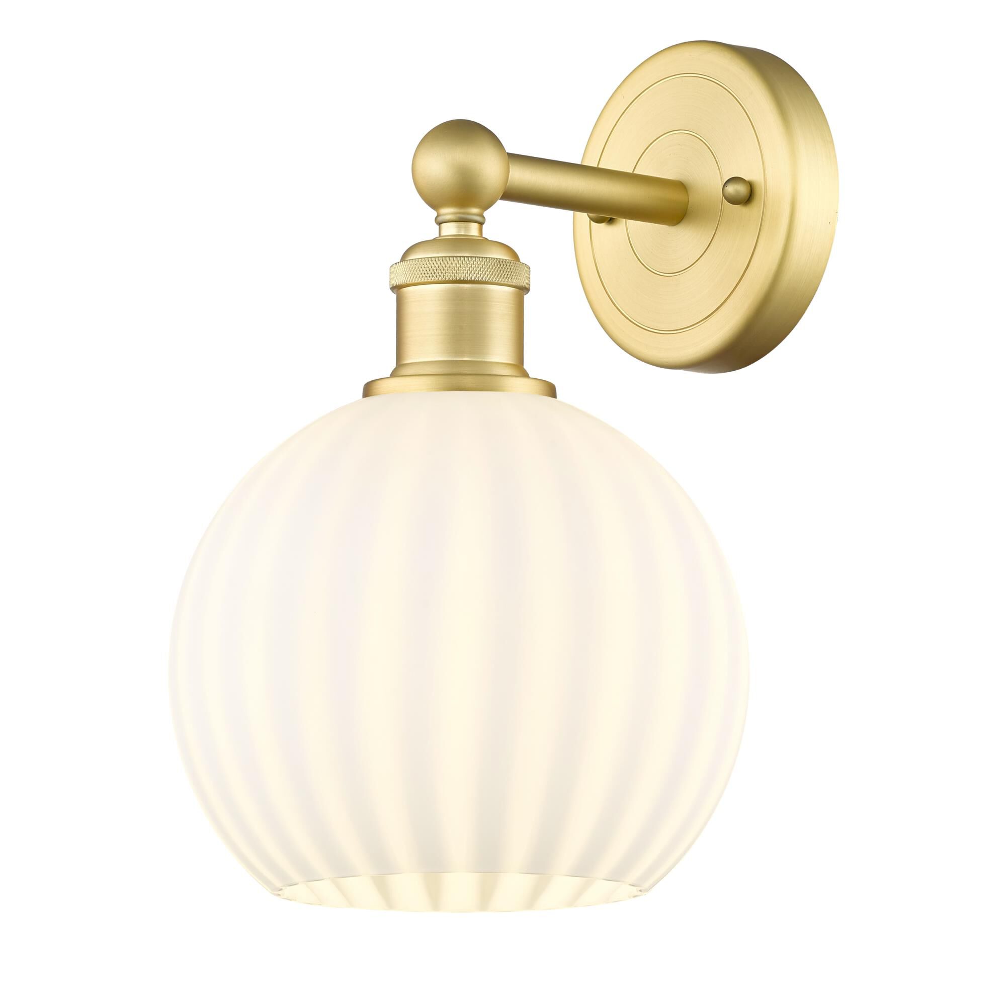 Shown in Satin Gold finish and White Venetian glass