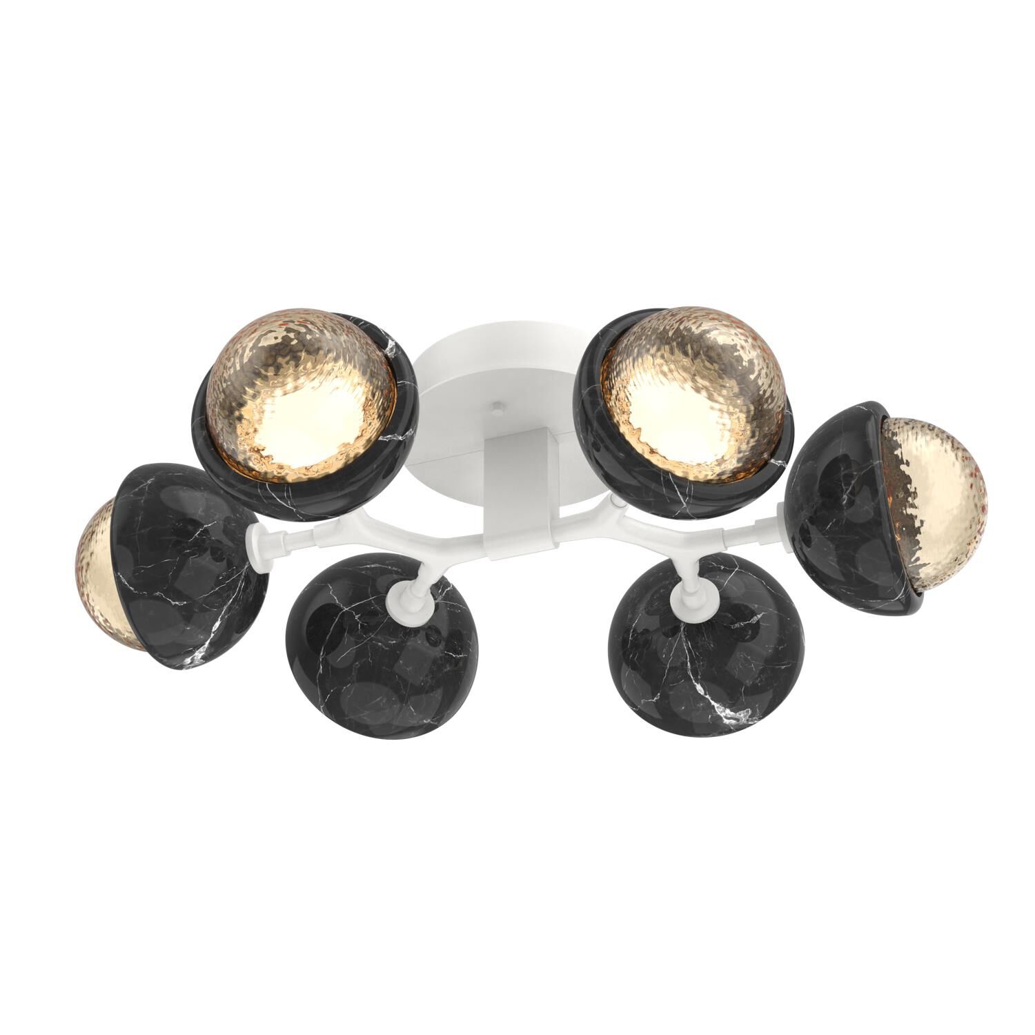 Shown in Salt White finish and Amber glass and Black Marble accent