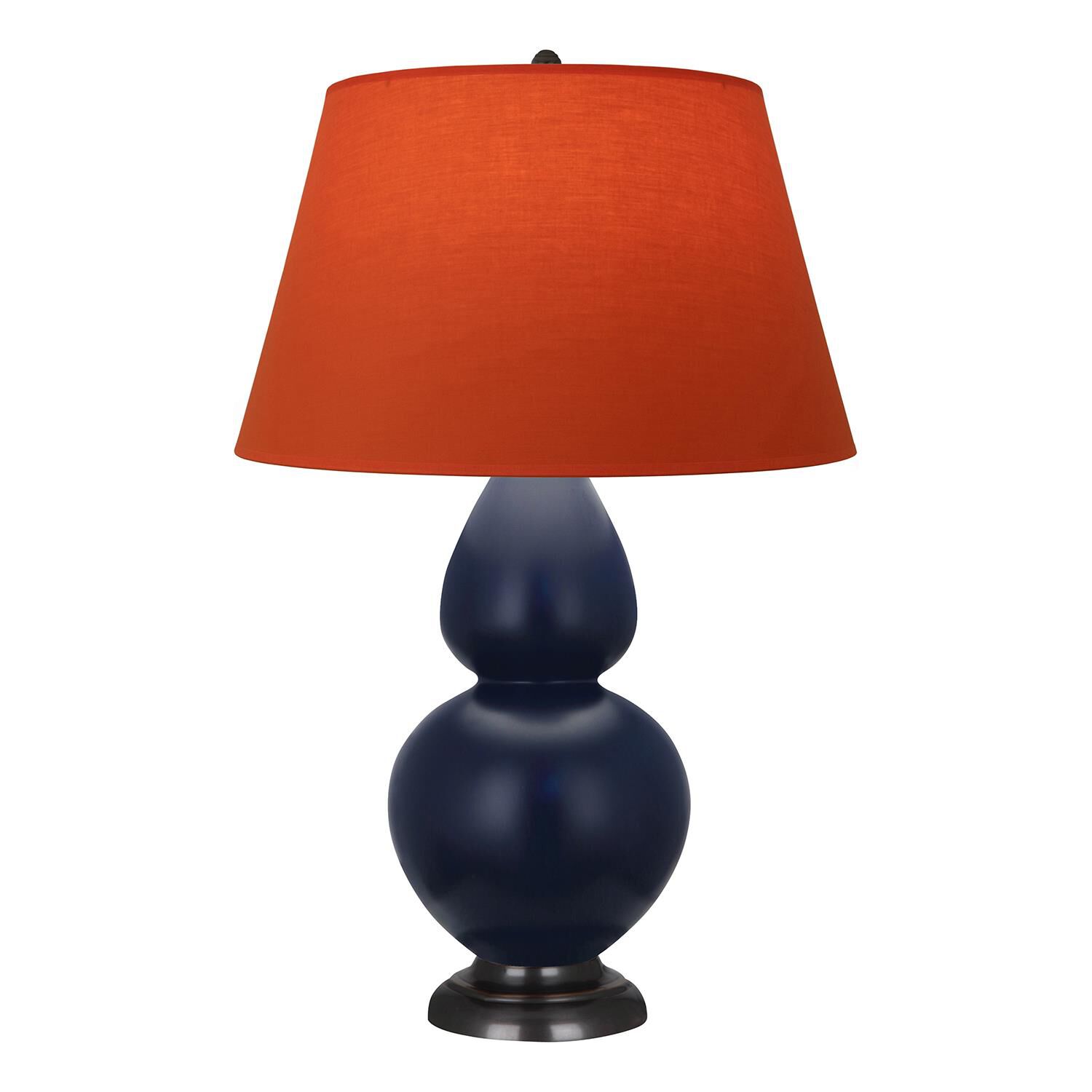 Shown in Matte Midnight Blue finish and Tangerine and Taupe Lining shade and Deep Patina Bronze accent