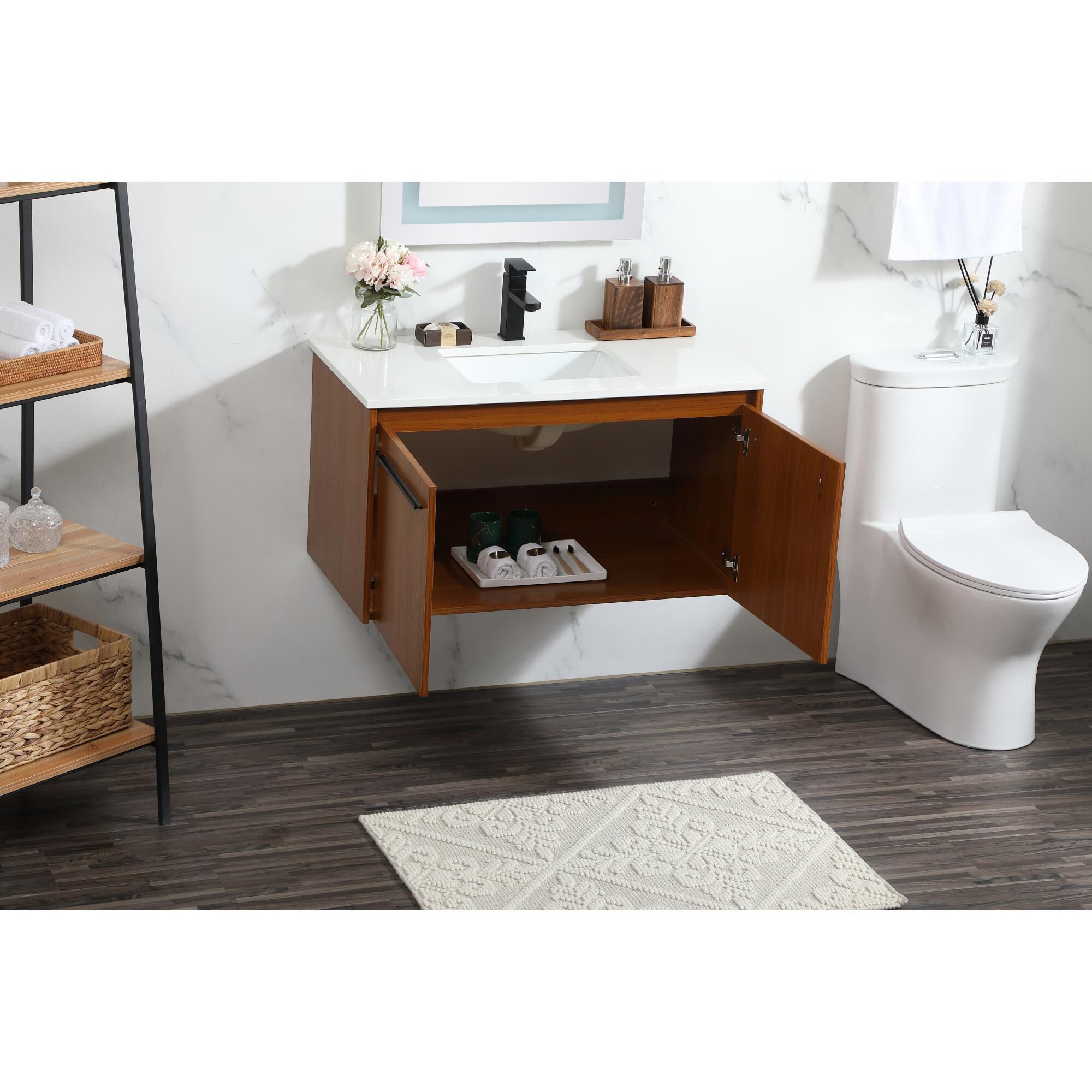 Shown in Teak finish