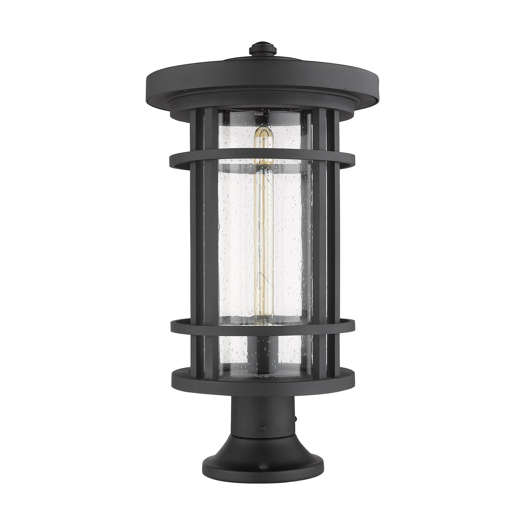 Shown in Black finish and Glass shade