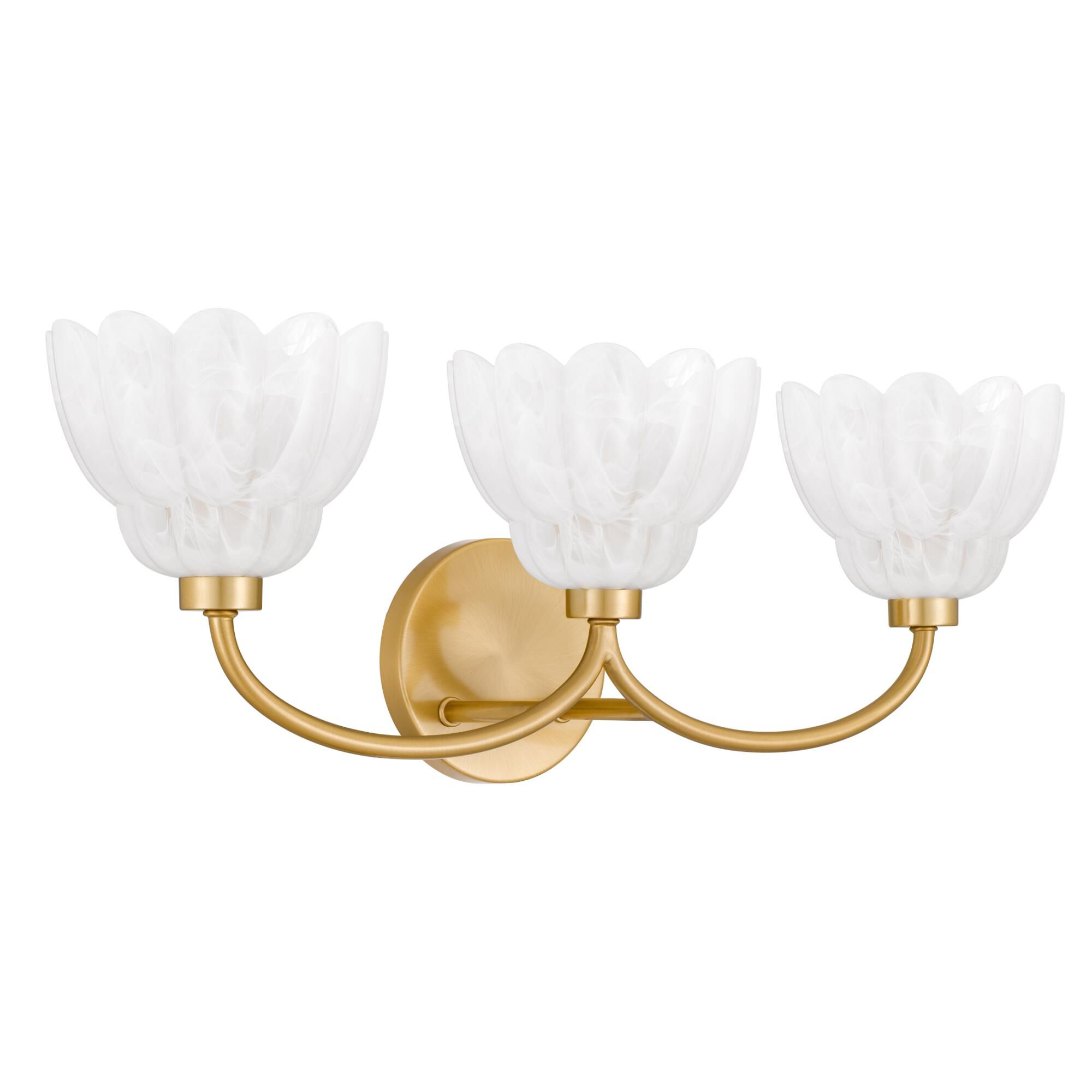 Shown in Brushed Gold finish and Alabaster Glass shade