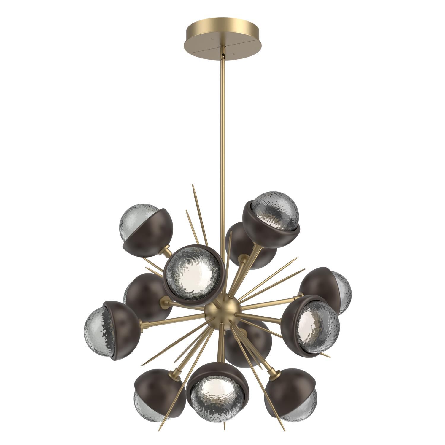 Shown in Gilded Brass finish and Smoke glass and Flat Bronze accent