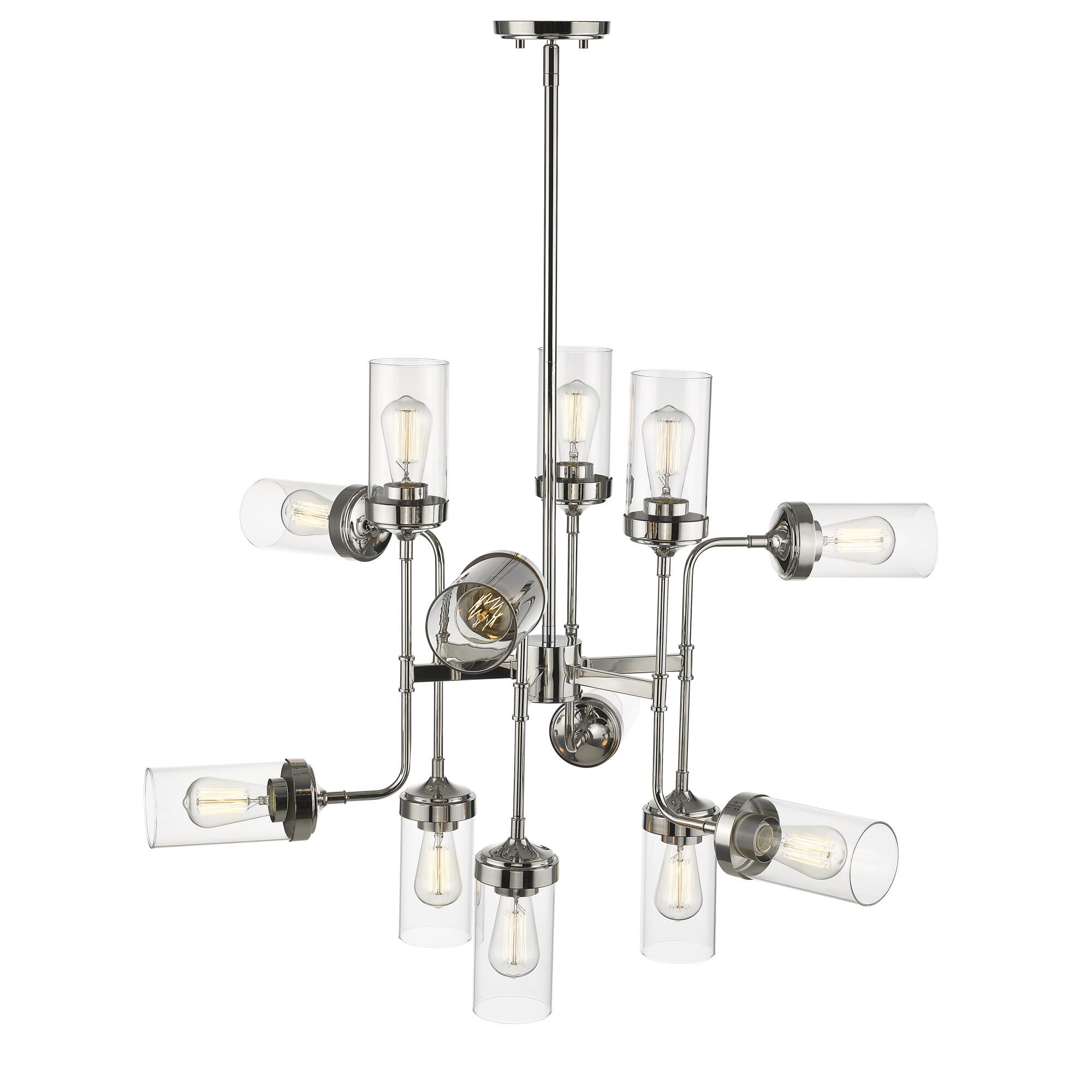 Shown in Polished Nickel finish and Glass shade
