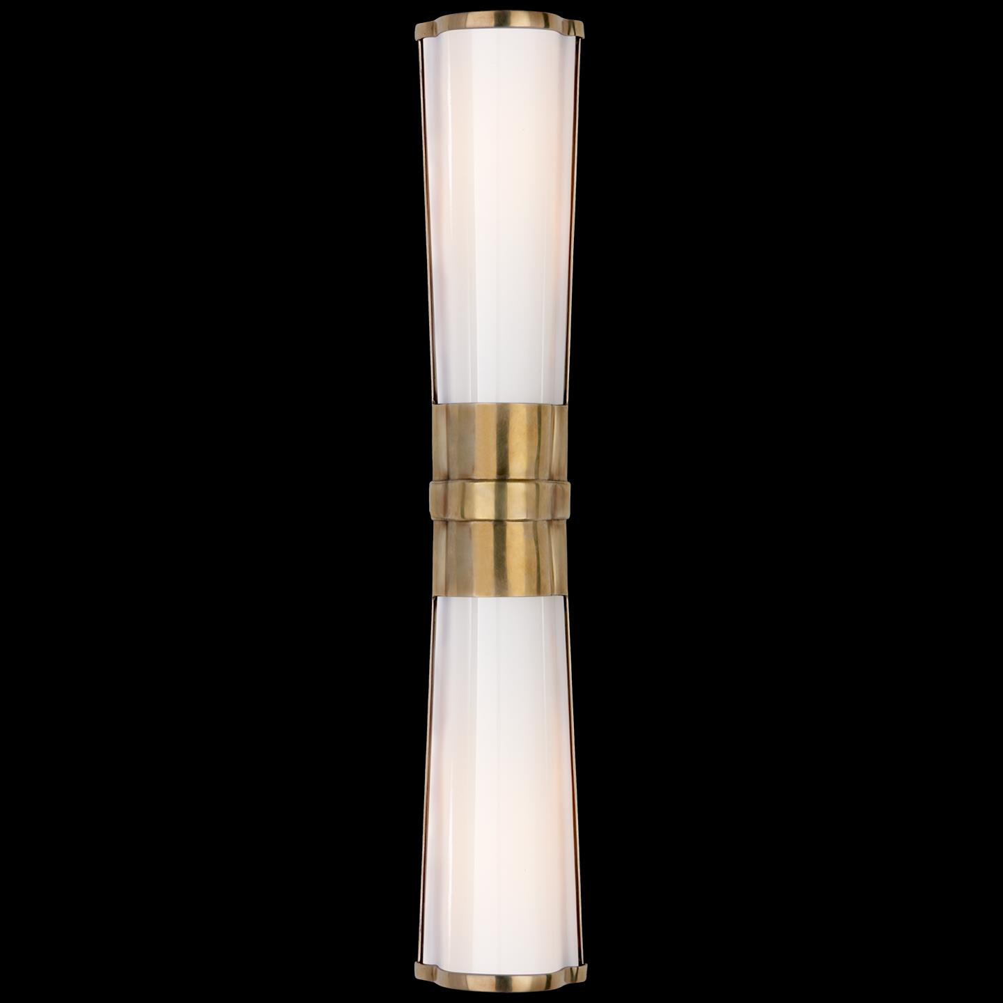 Shown in Antique-Burnished Brass finish and White glass