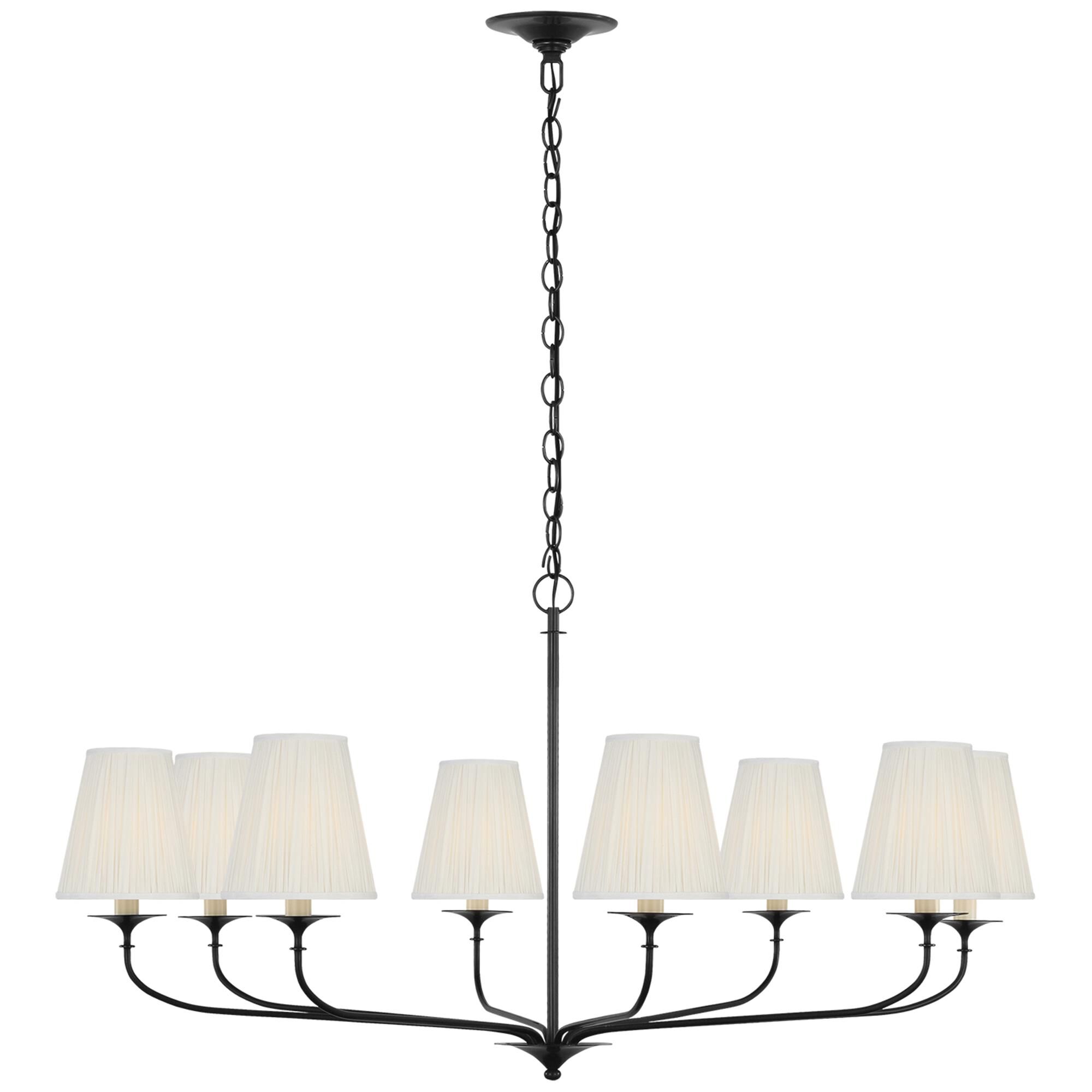 Shown in Bronze finish and Silk Pleated shade