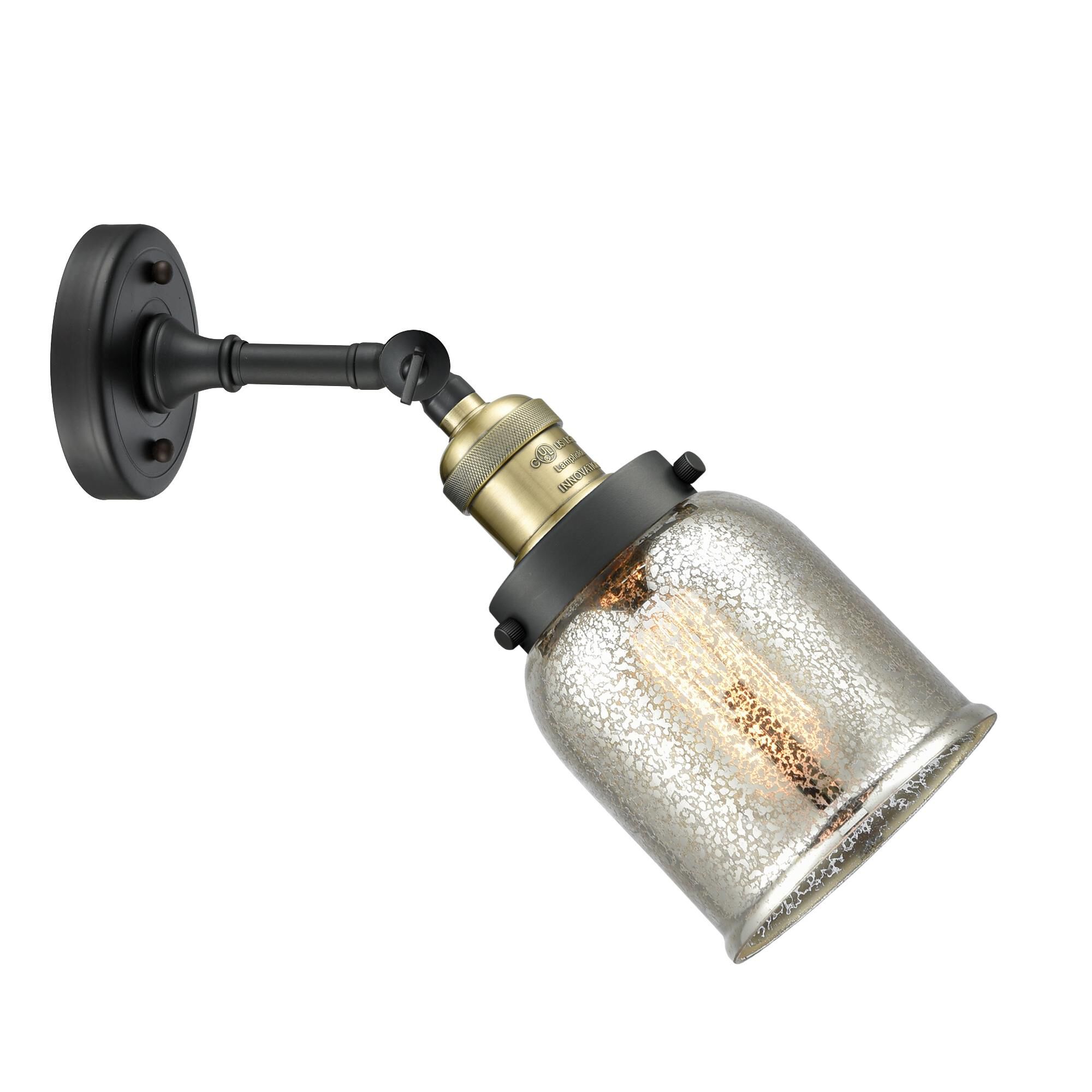 Shown in Black Antique Brass finish and Silver Mercury glass and None accent