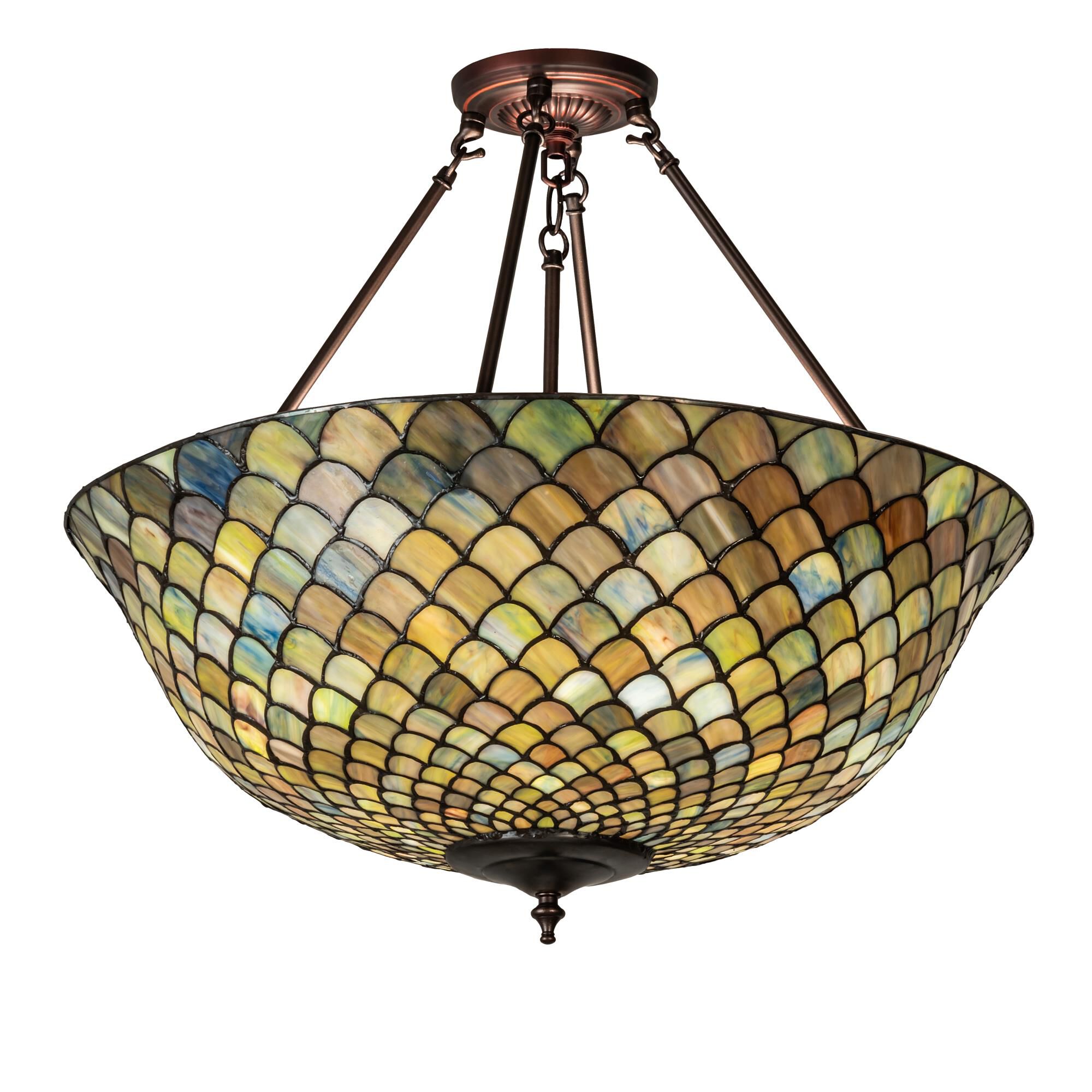 Fishscale 24 Inch 3 Light Semi Flush Mount by Meyda Lighting