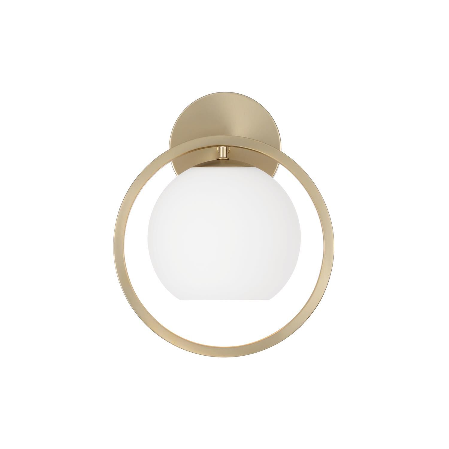 Shown in Matte Brass finish and Soft White glass
