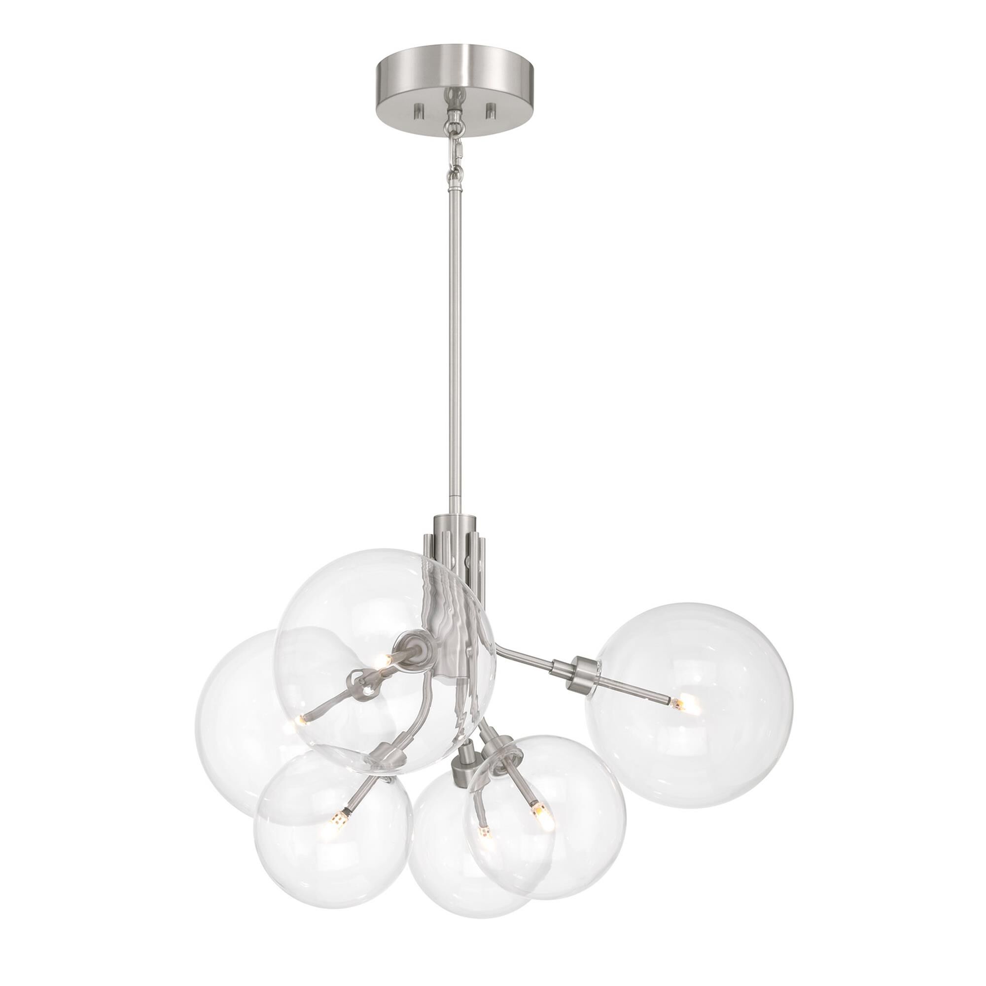 Shown in Brushed Nickel finish and Clear glass