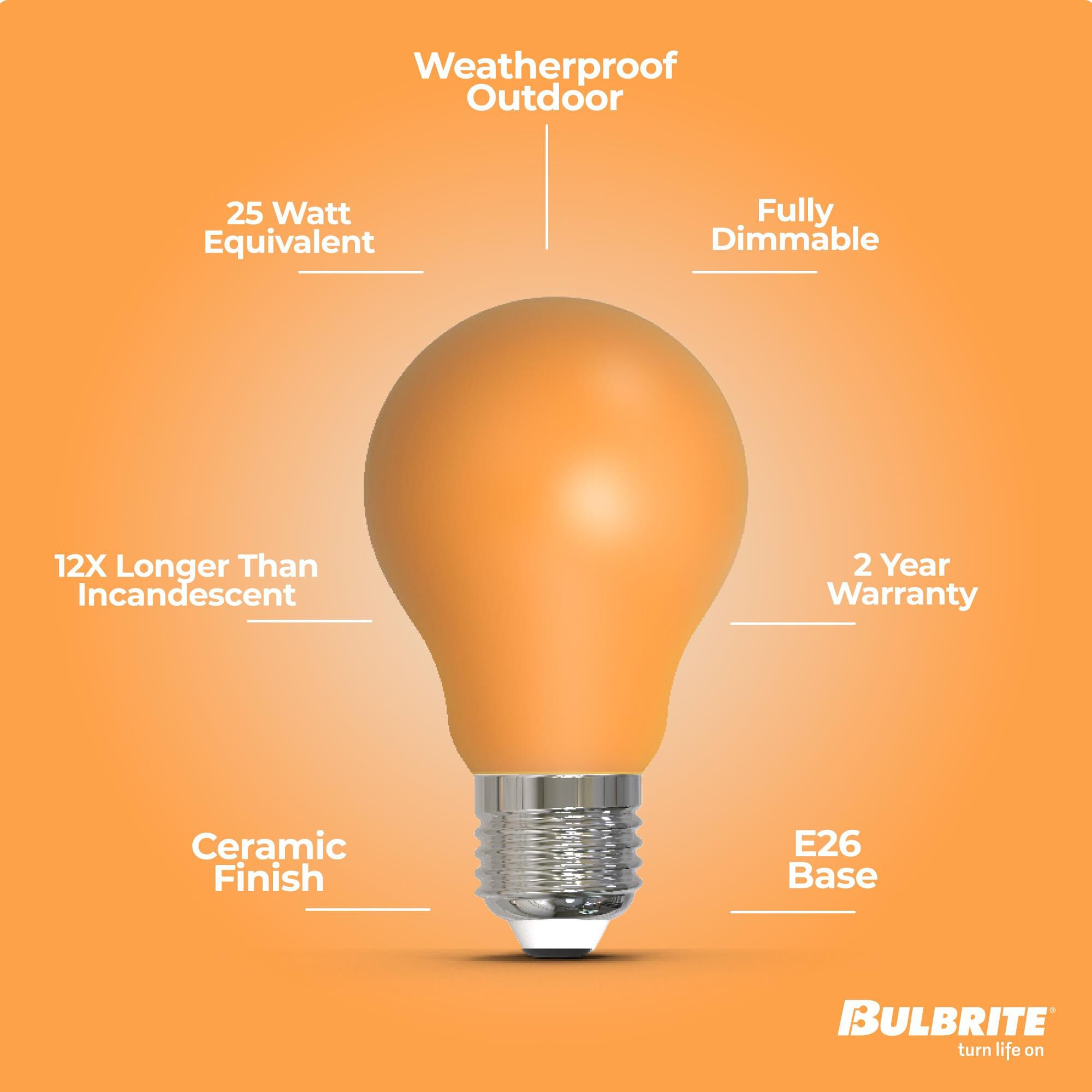 Ceramic Amber A19 Base E26 LED Light Bulb,