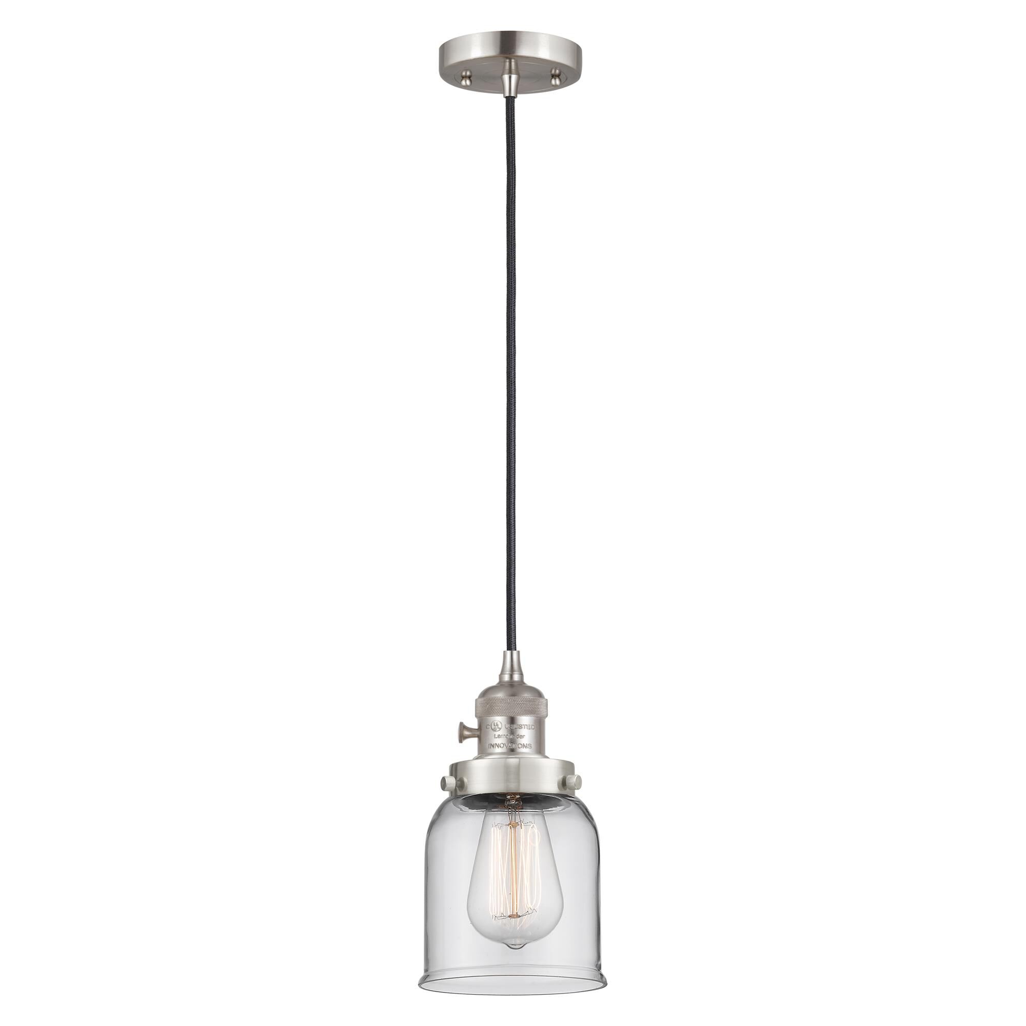 Shown in Brushed Satin Nickel finish and Clear glass