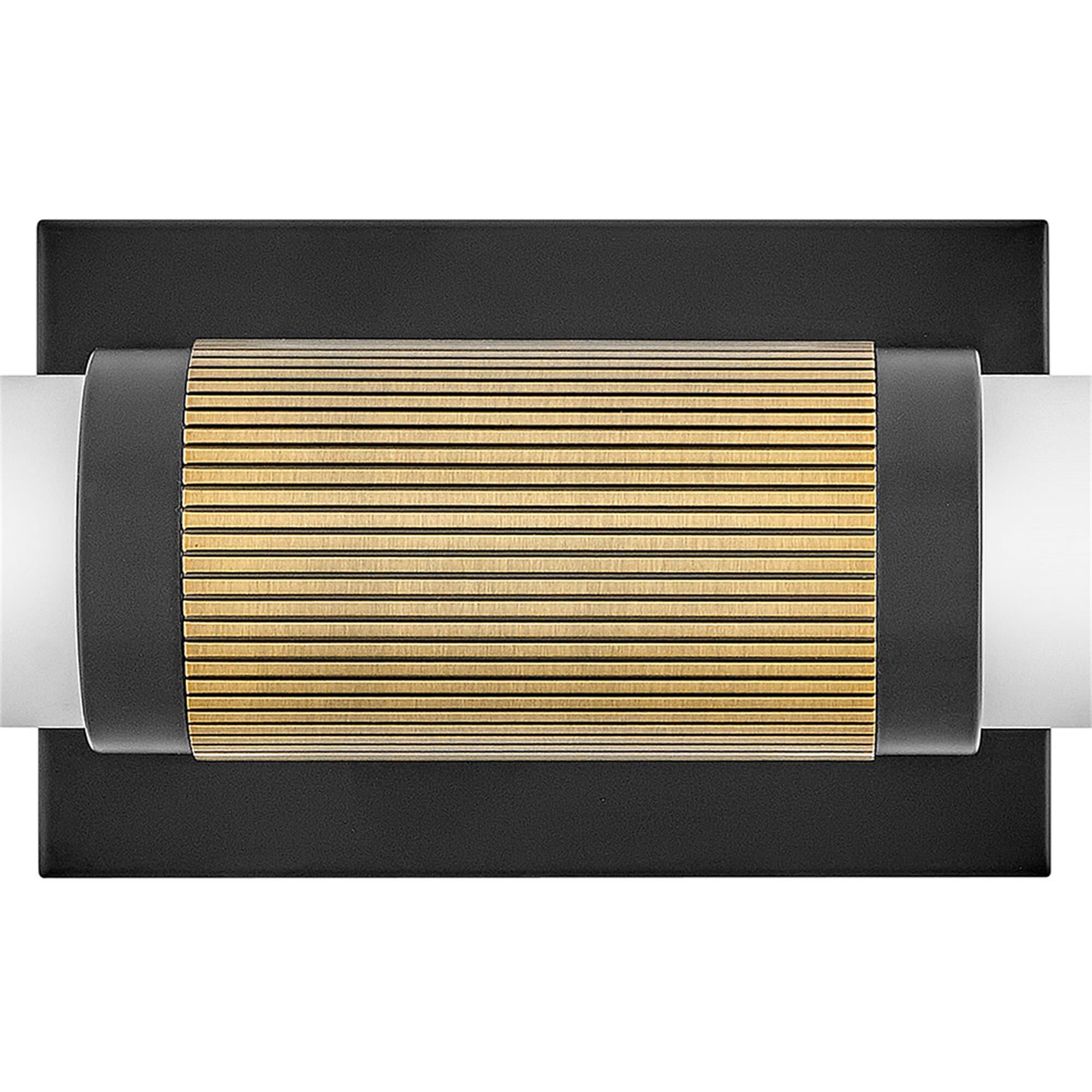 Shown in Black with Lacquered Brass Accents finish and Etched Opal glass