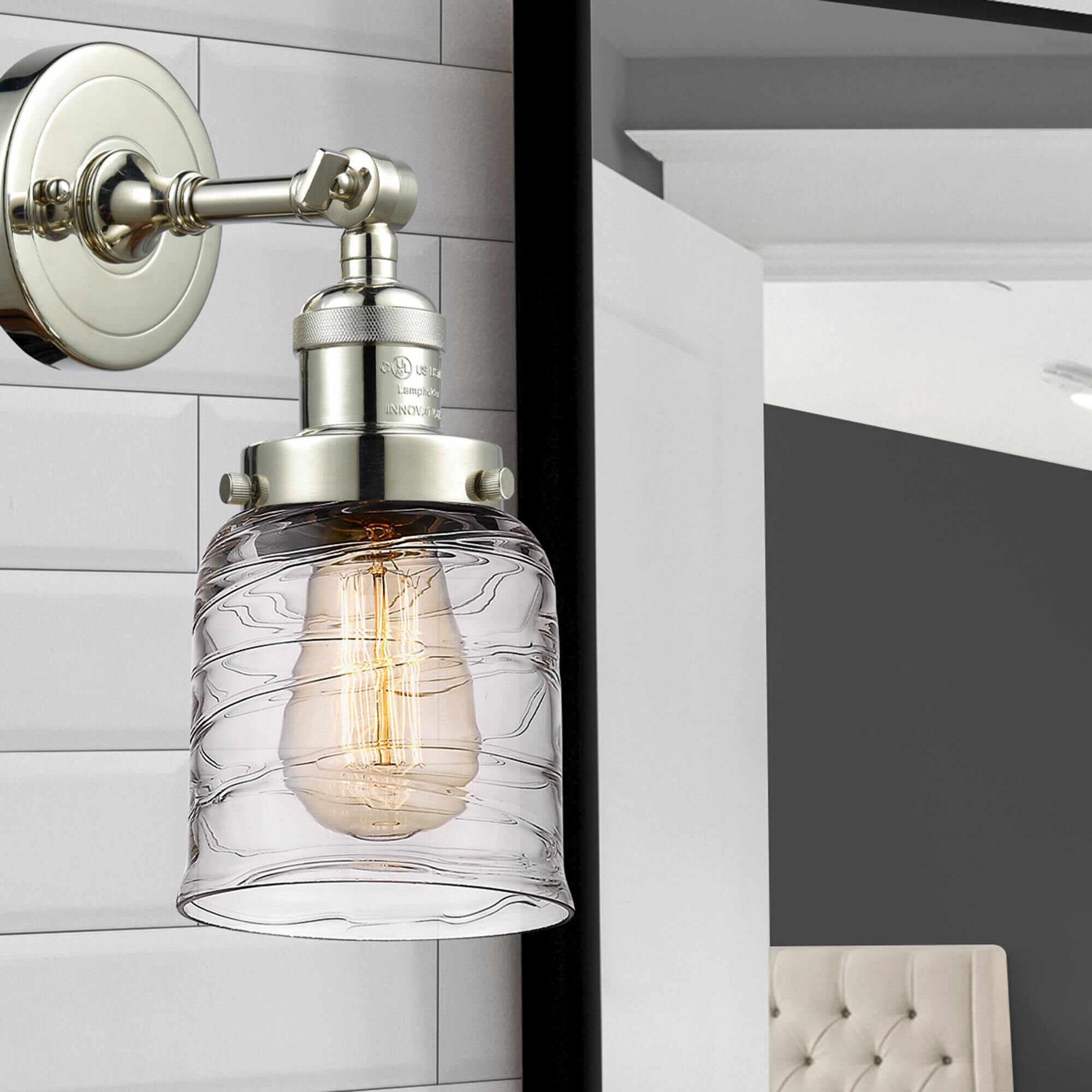 Shown in Polished Nickel finish and Clear glass