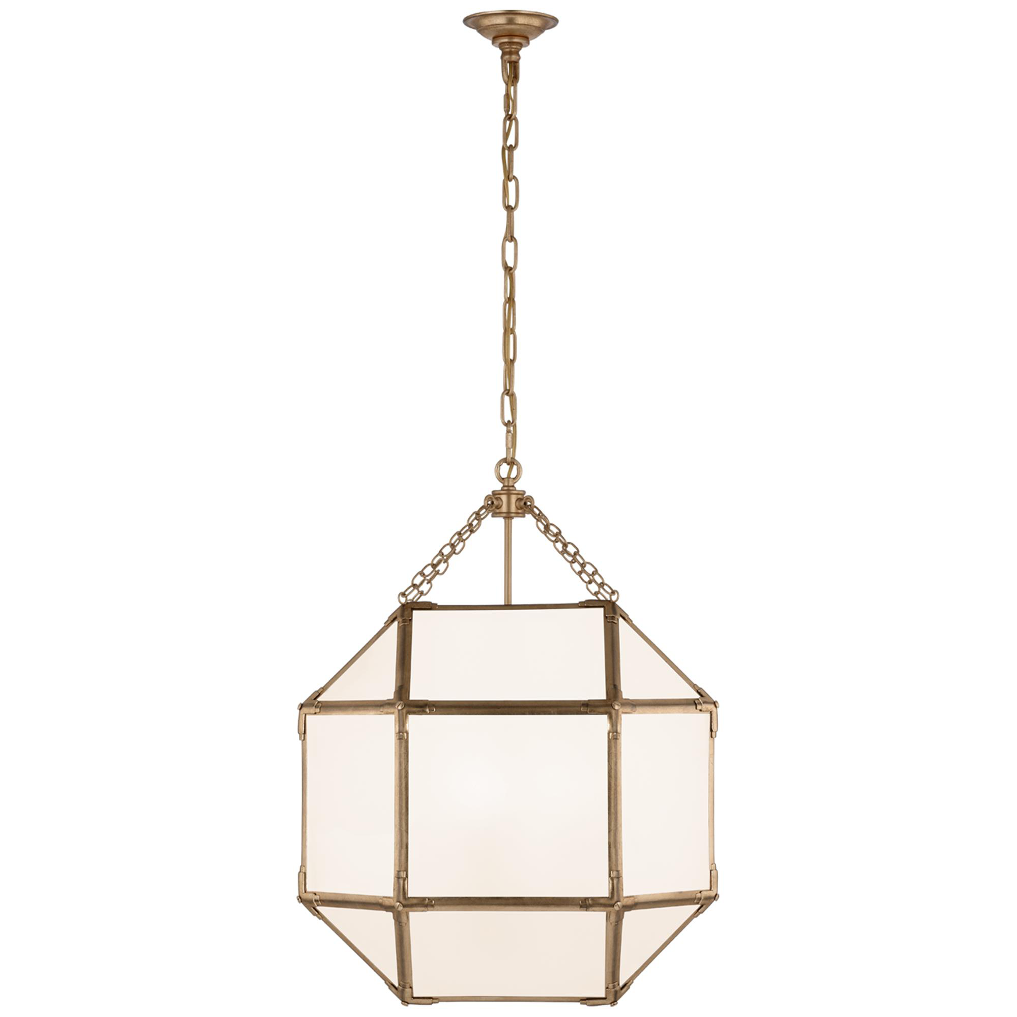 Shown in Gilded Iron finish and White glass and White Glass shade