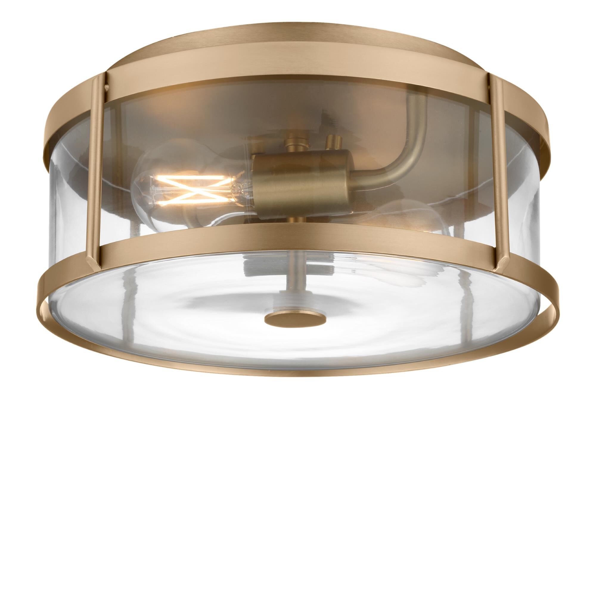 Shown in Satin Brass finish and Clear glass