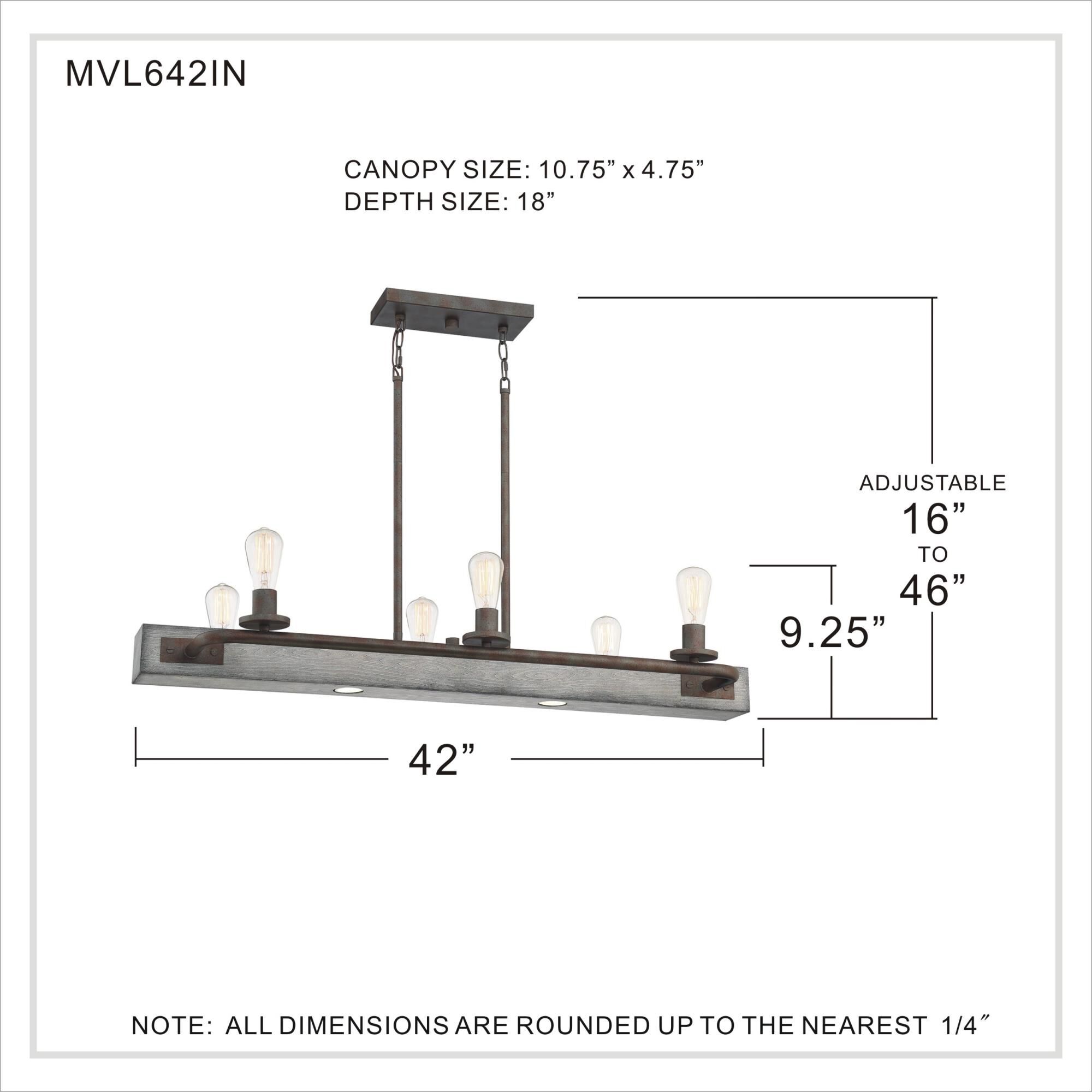 42 Inch 6 Light Linear Suspension Light by Quoizel