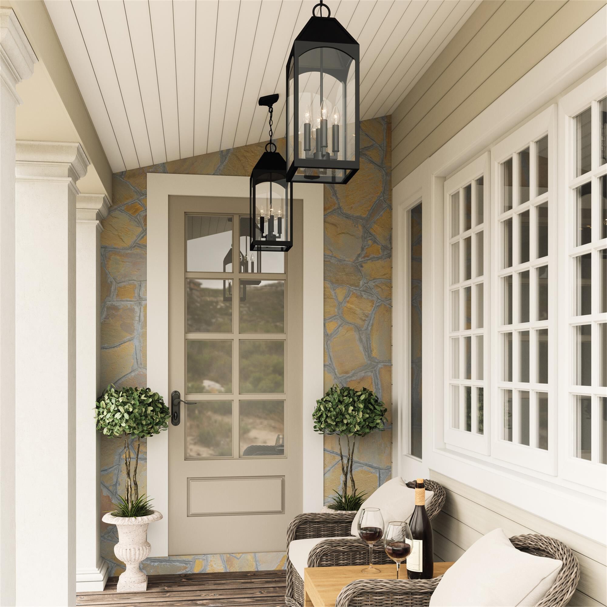 Shown in Black finish and Clear glass