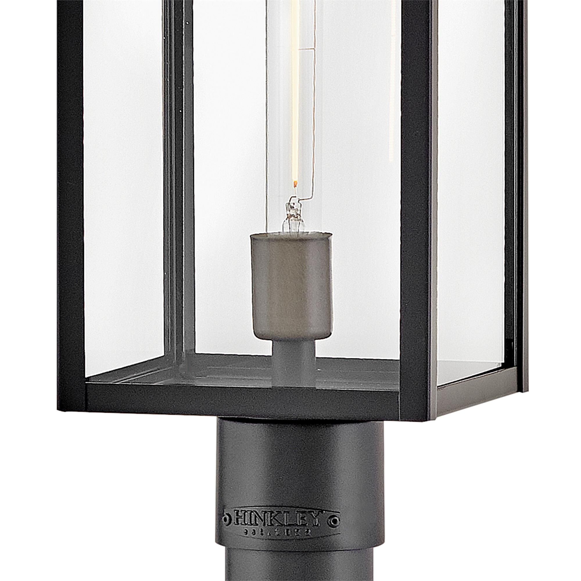 Shown in Black finish and Clear glass and Burnished Bronze accent