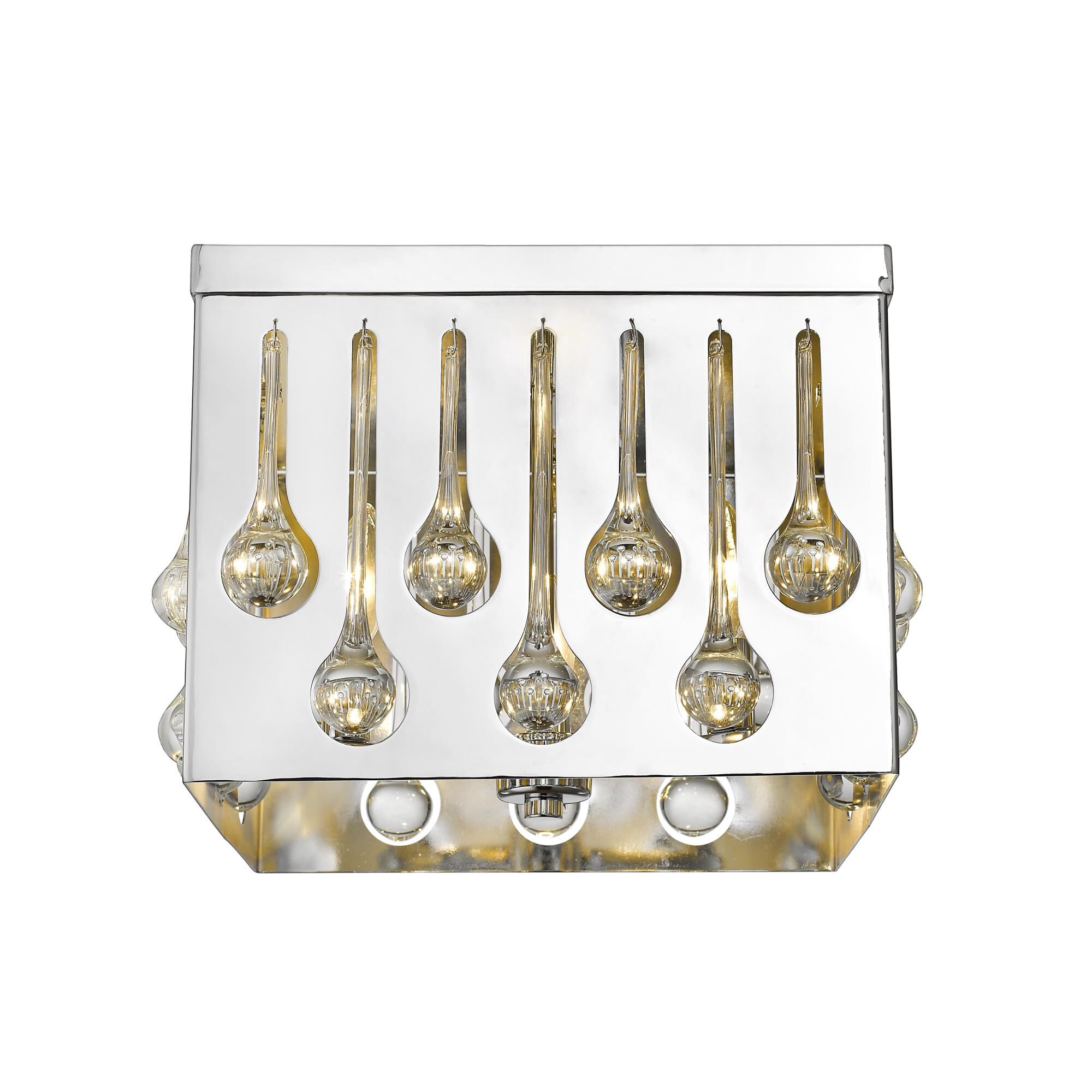 Shown in Chrome finish and Crystal + Steel glass and Crystal + Steel shade