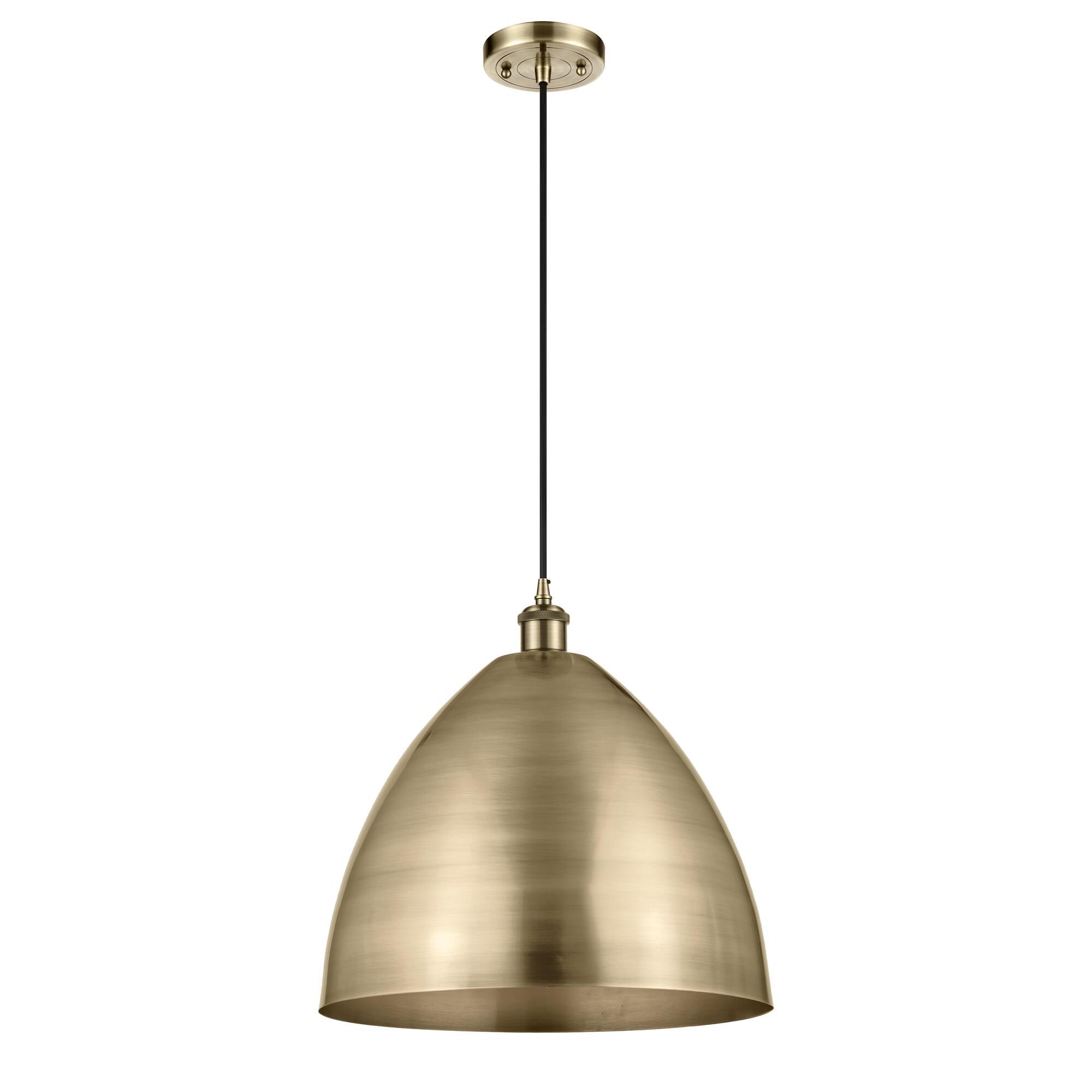 Shown in Antique Brass finish and Antique Brass Ballston Dome shade