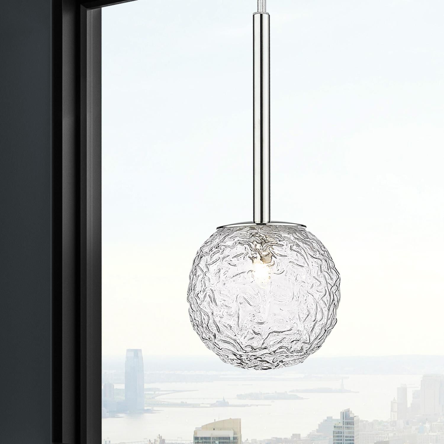 Shown in Polished Nickel finish and Clear shade