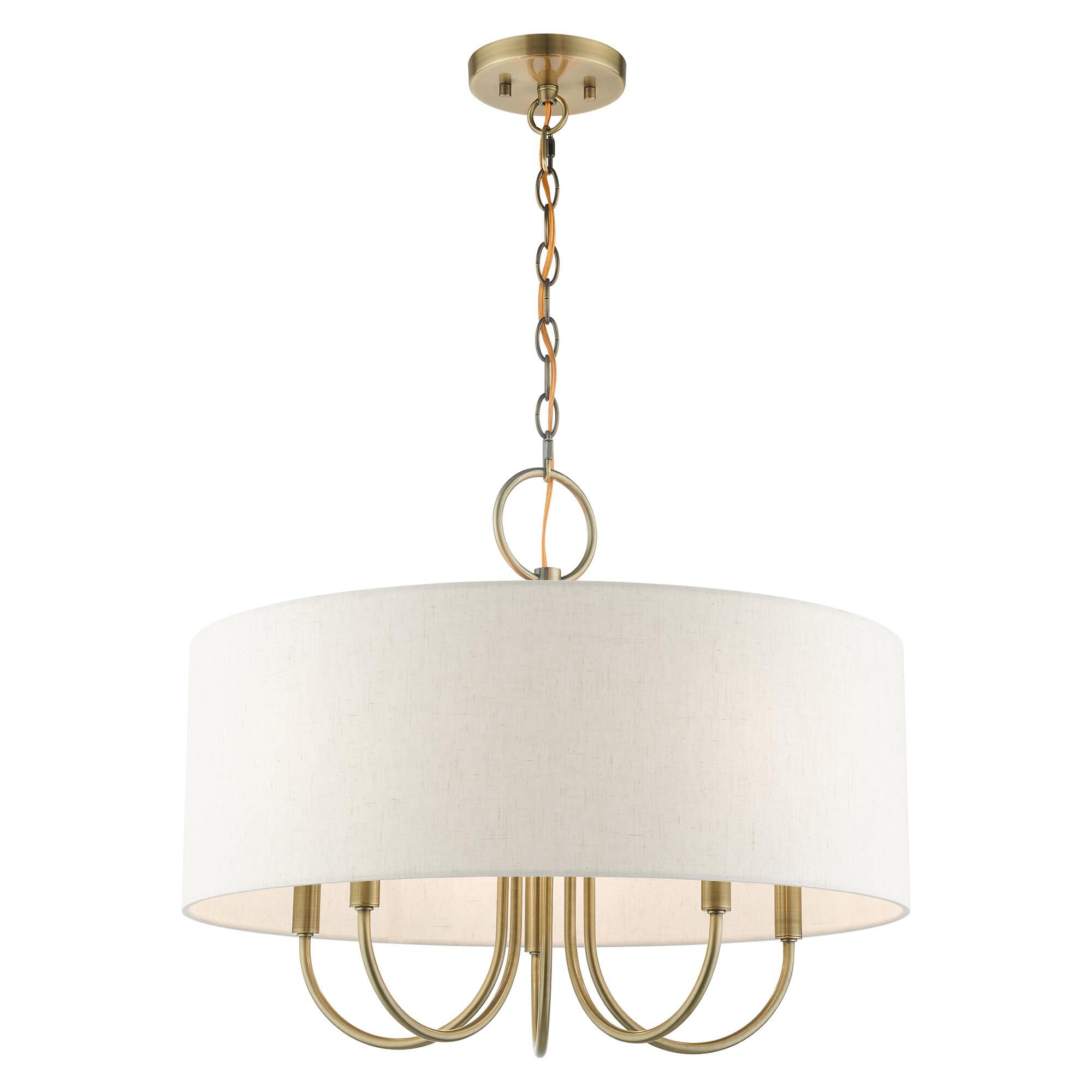 Shown in Antique Brass finish and Hand Crafted Hardback  Completely Finished With Oatmeal Color Fabric Outside and Inside shade