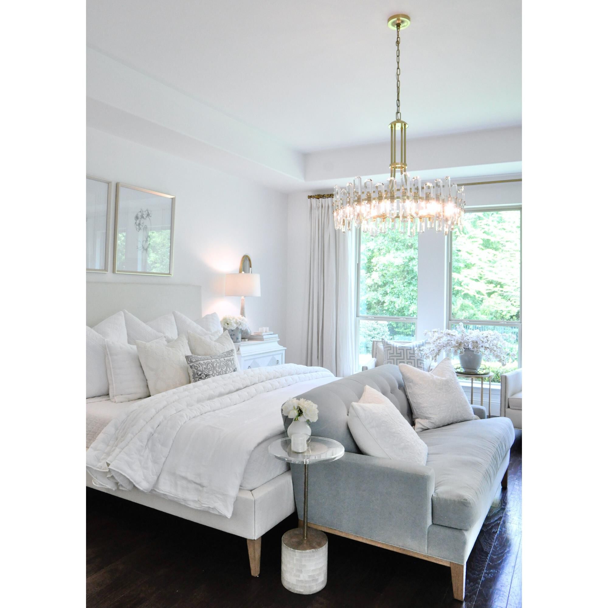 Shown in Aged Brass finish and Faceted Elements crystal