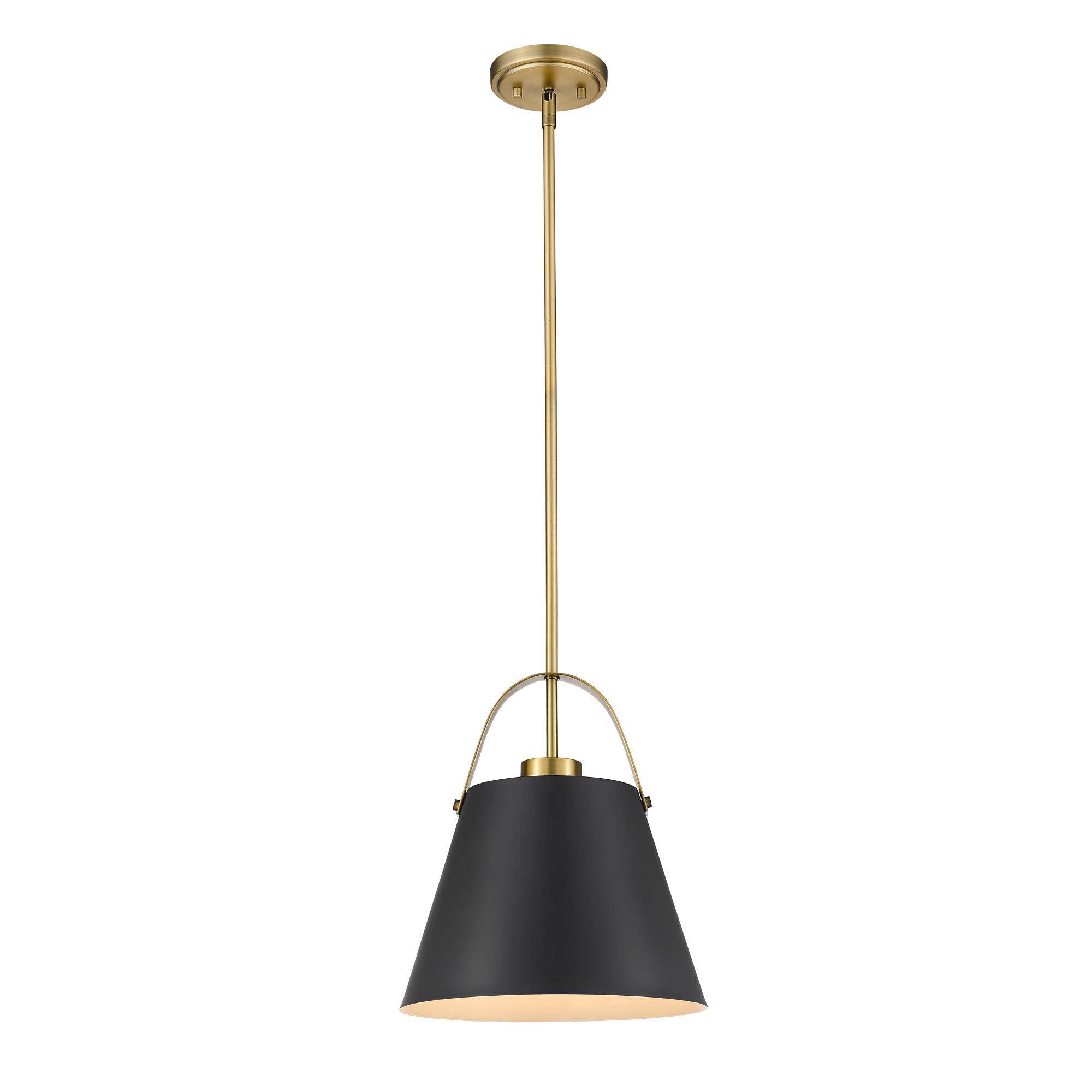 Shown in Matte Black + Heritage Brass finish and Metals glass and Metals shade