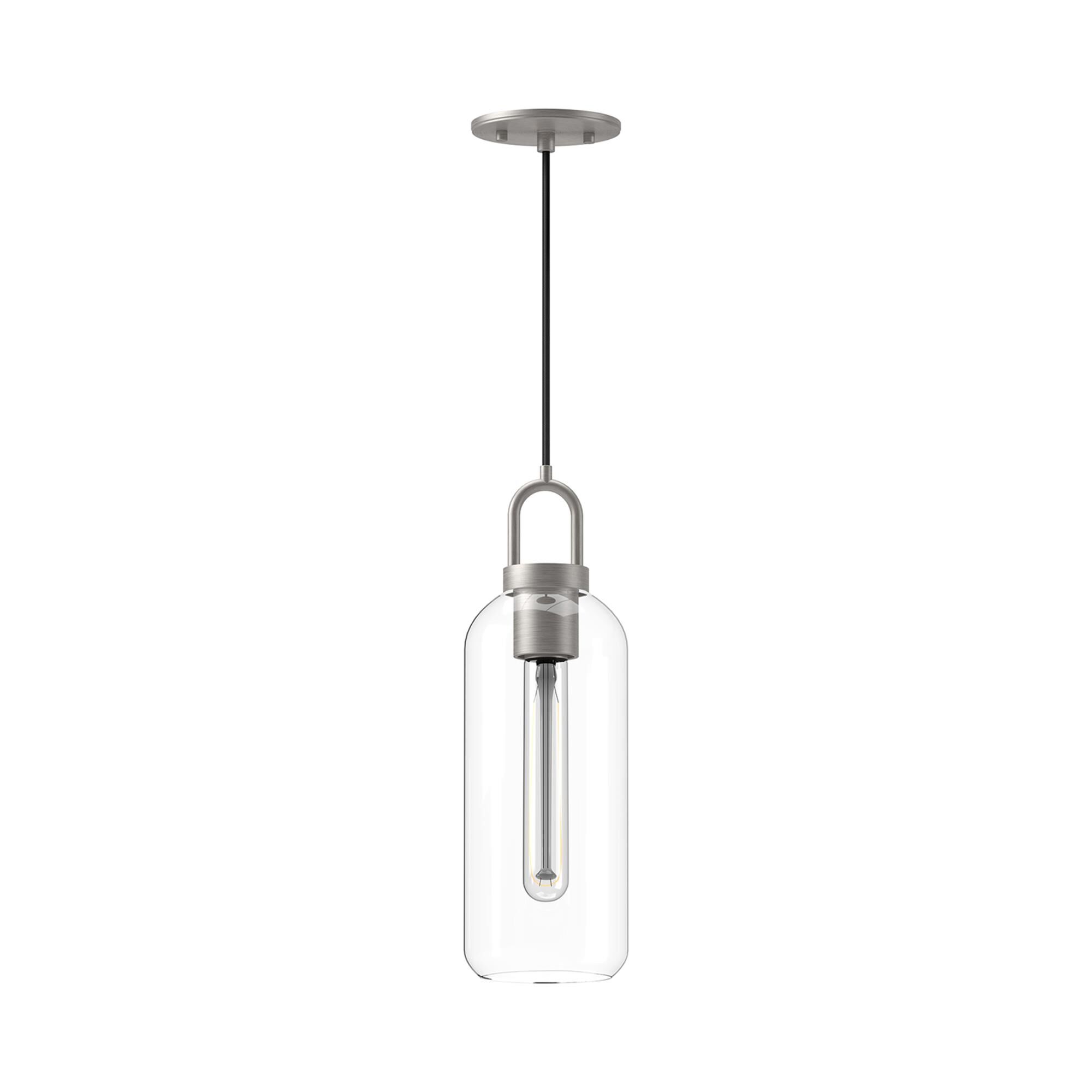 Shown in Brushed Nickel finish and Clear glass