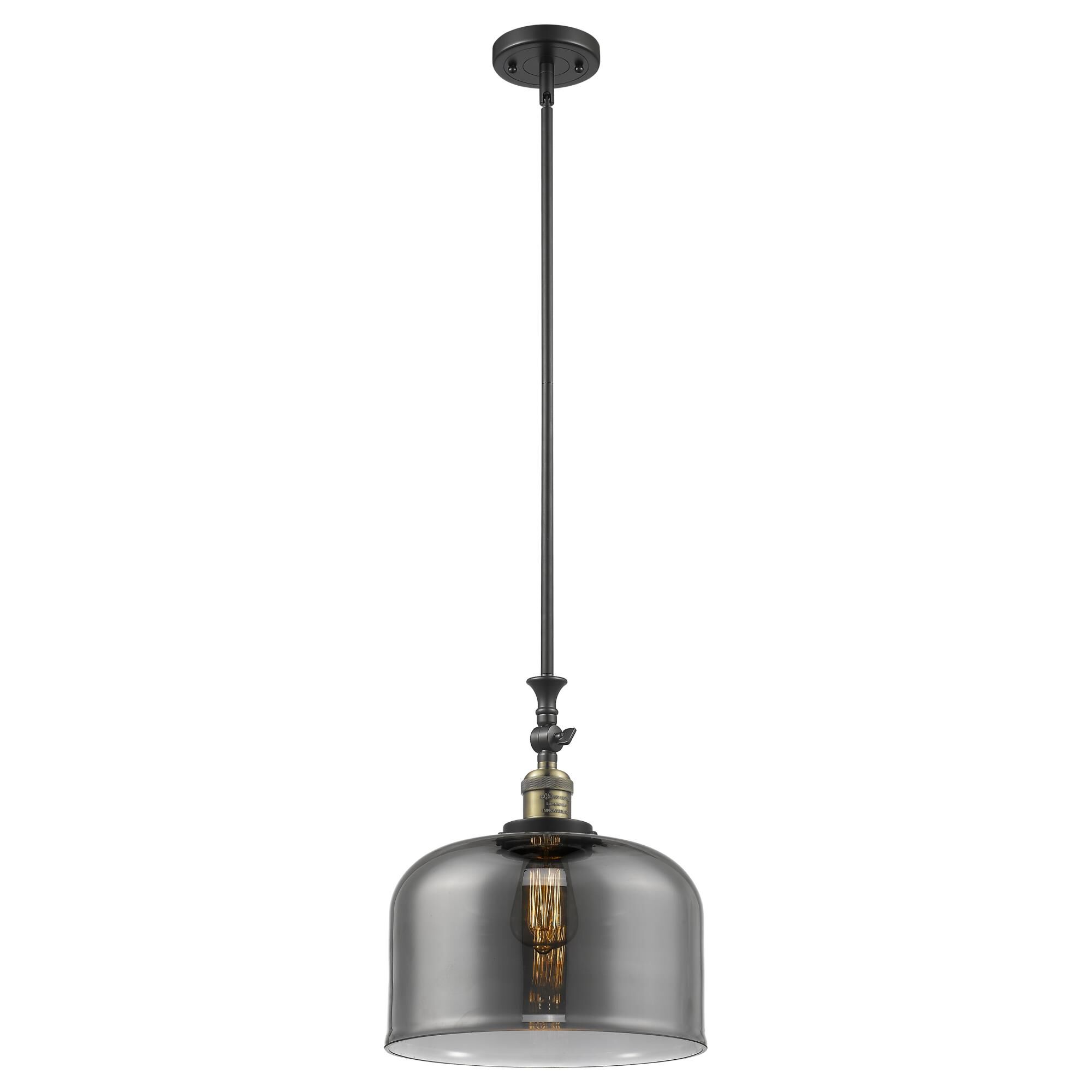 Shown in Black Antique Brass finish and Plated Smoke glass