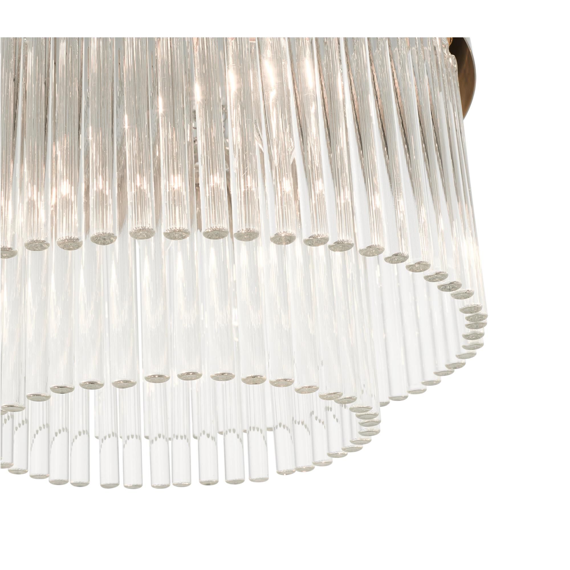 Shown in Brushed Nickel finish and Brushed Nickel Drum Shade With Clear Crystal Rods glass and Brushed Nickel Drum  With Clear Crystal Rods shade