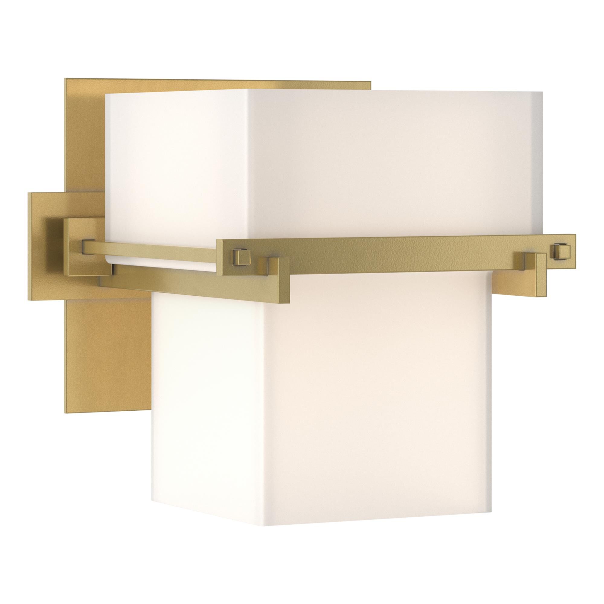 Shown in Modern Brass finish and Opal glass