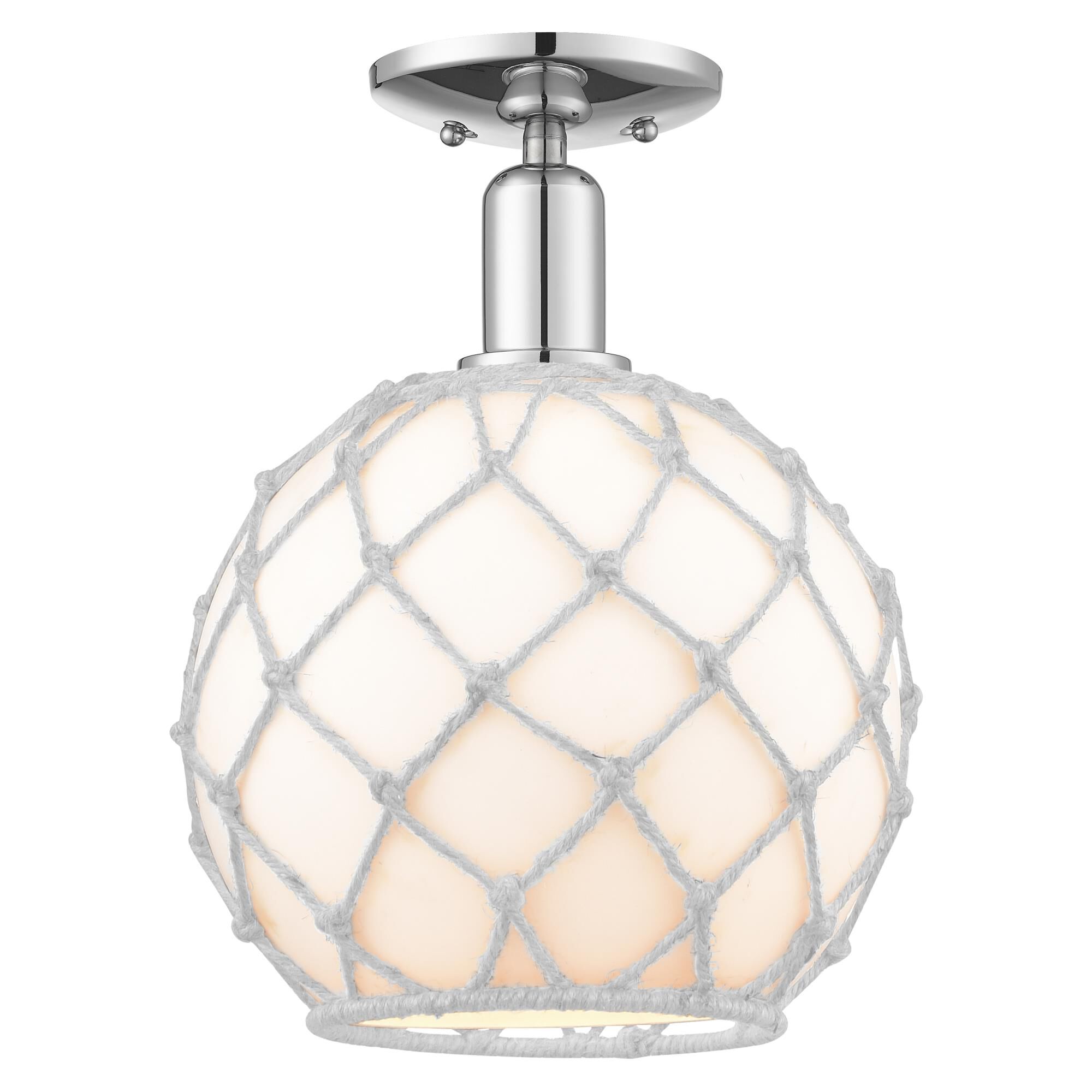 Shown in Polished Chrome finish and White with White Rope glass