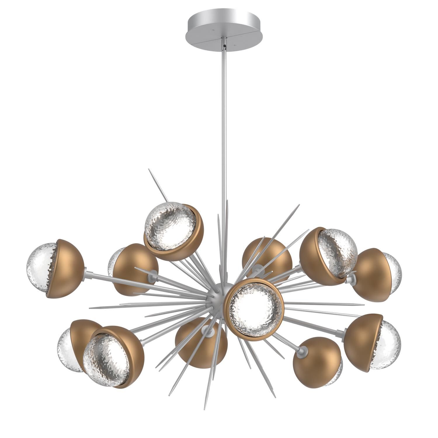 Shown in Classic Silver finish and Clear glass and Novel Brass accent