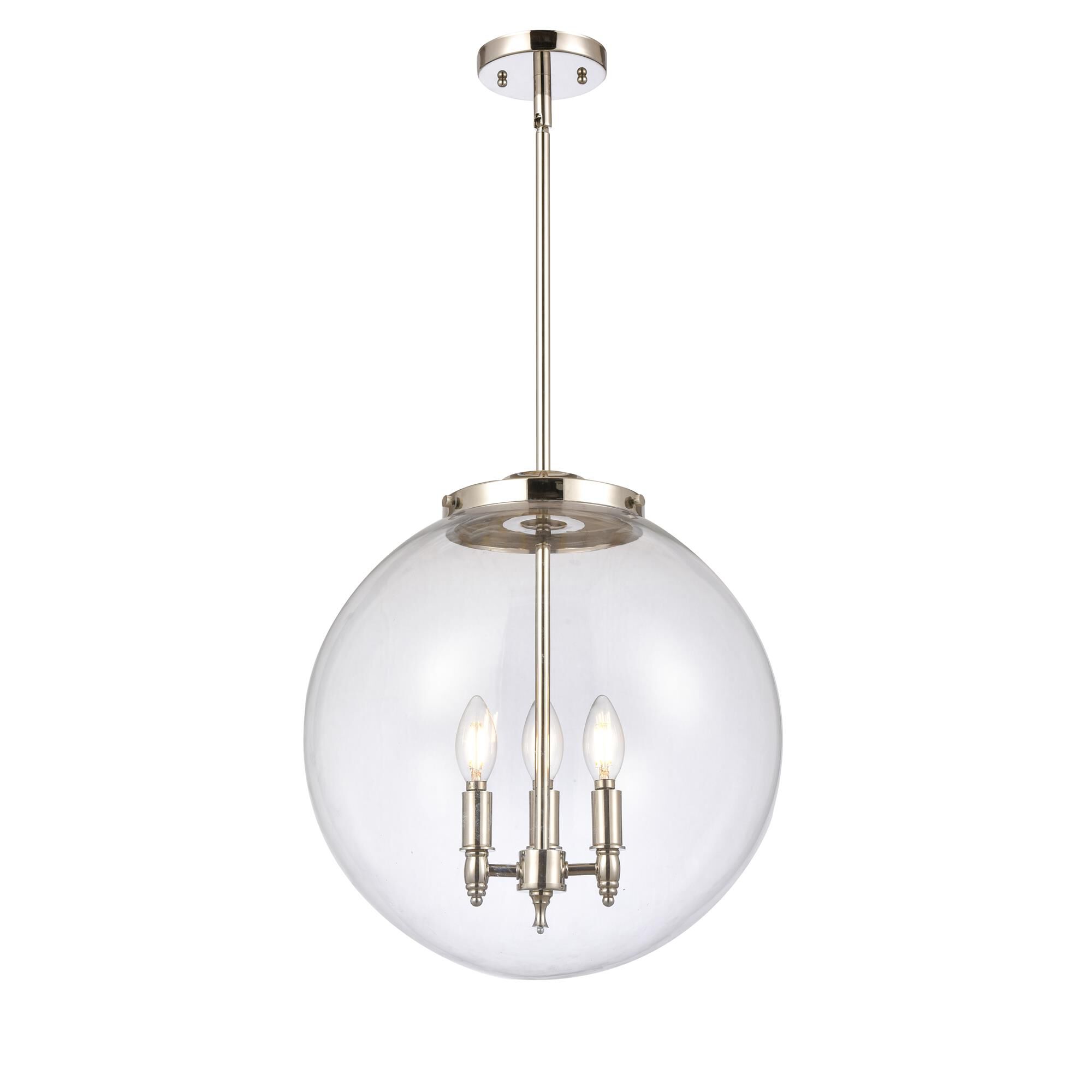 Shown in Polished Nickel finish and Clear glass