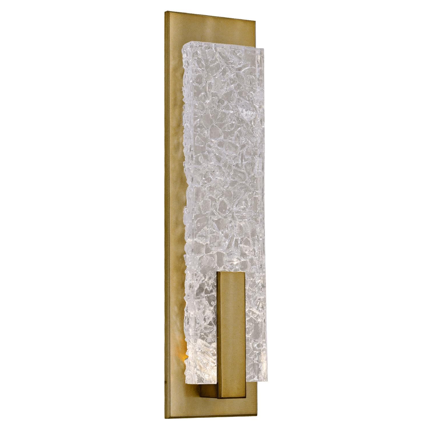 Shown in Heritage Brass finish and Clear Textured Cast glass