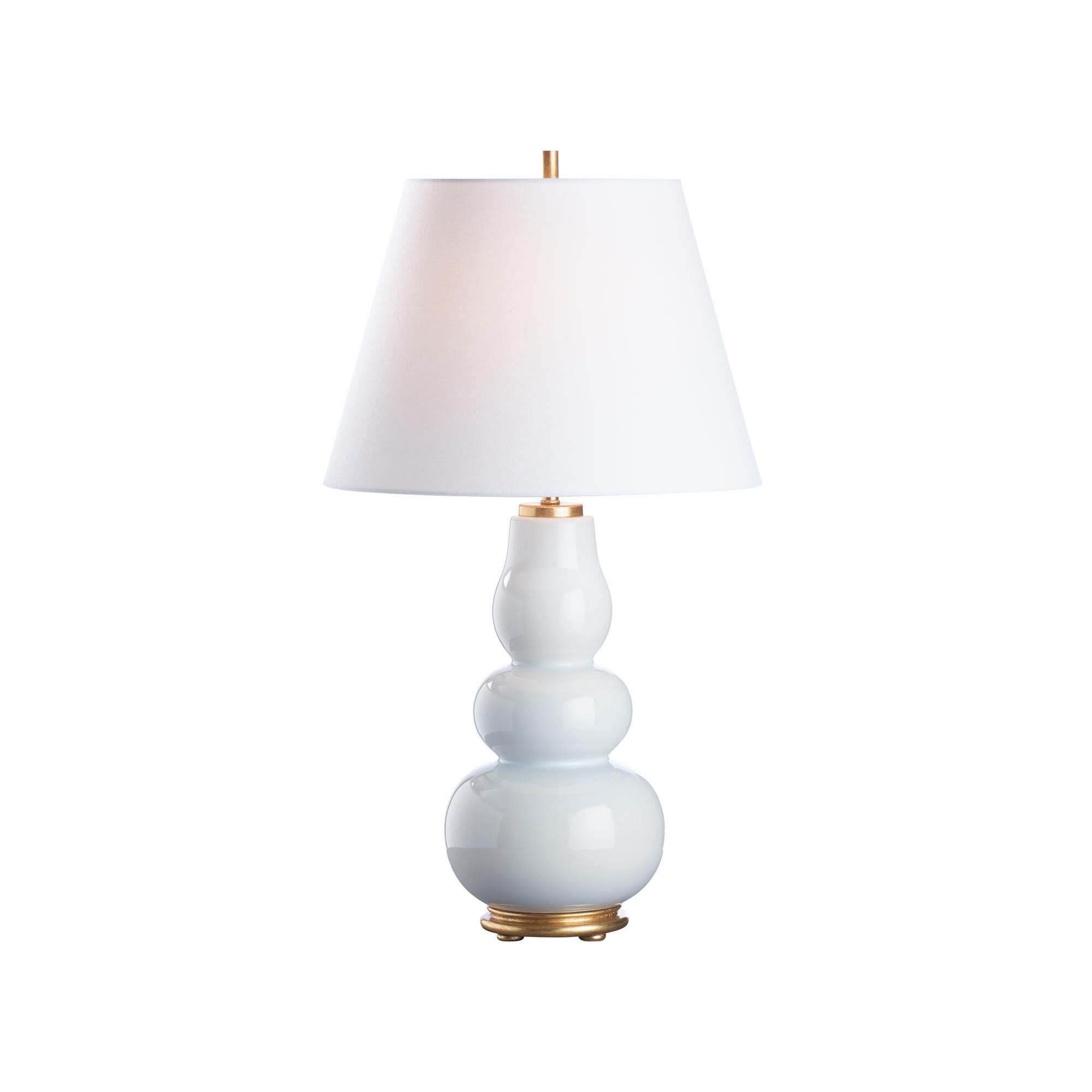 Shown in White, Cream and Gold finish and Linen shade