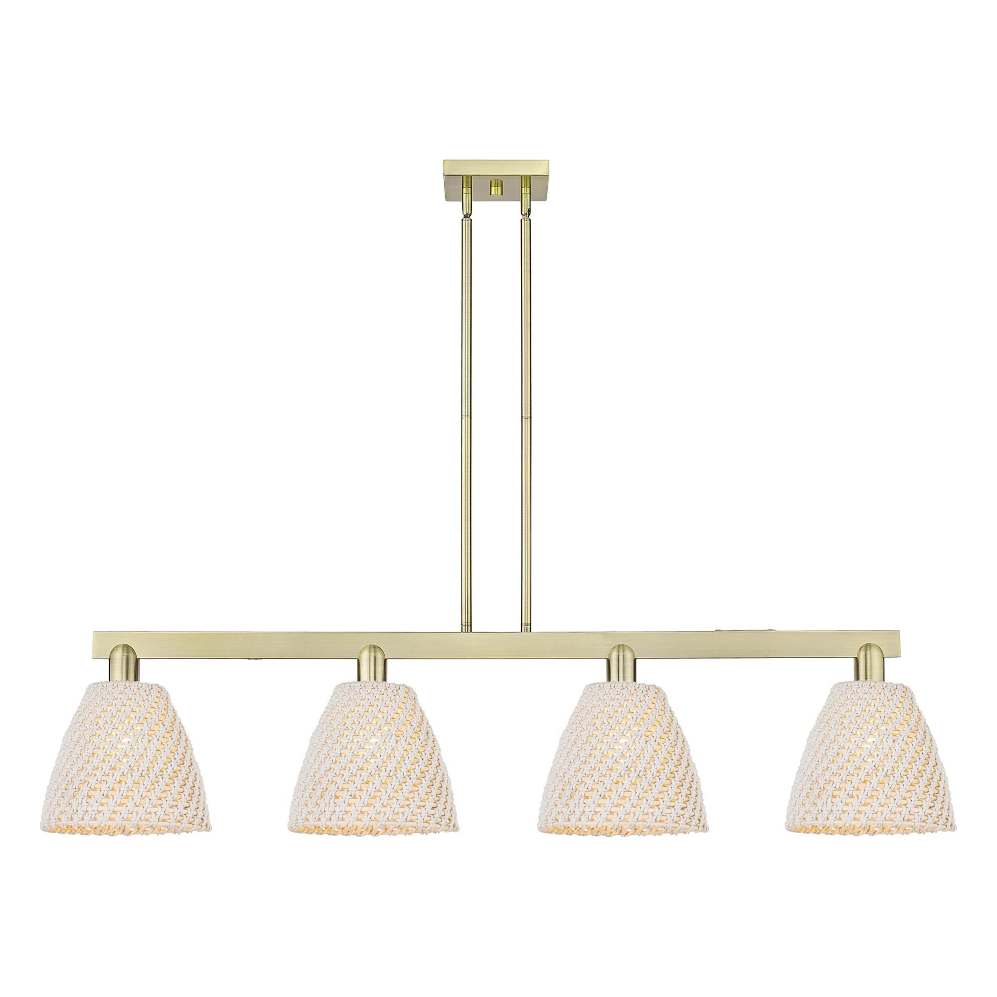 Shown in Antique Brass finish and Natural shade