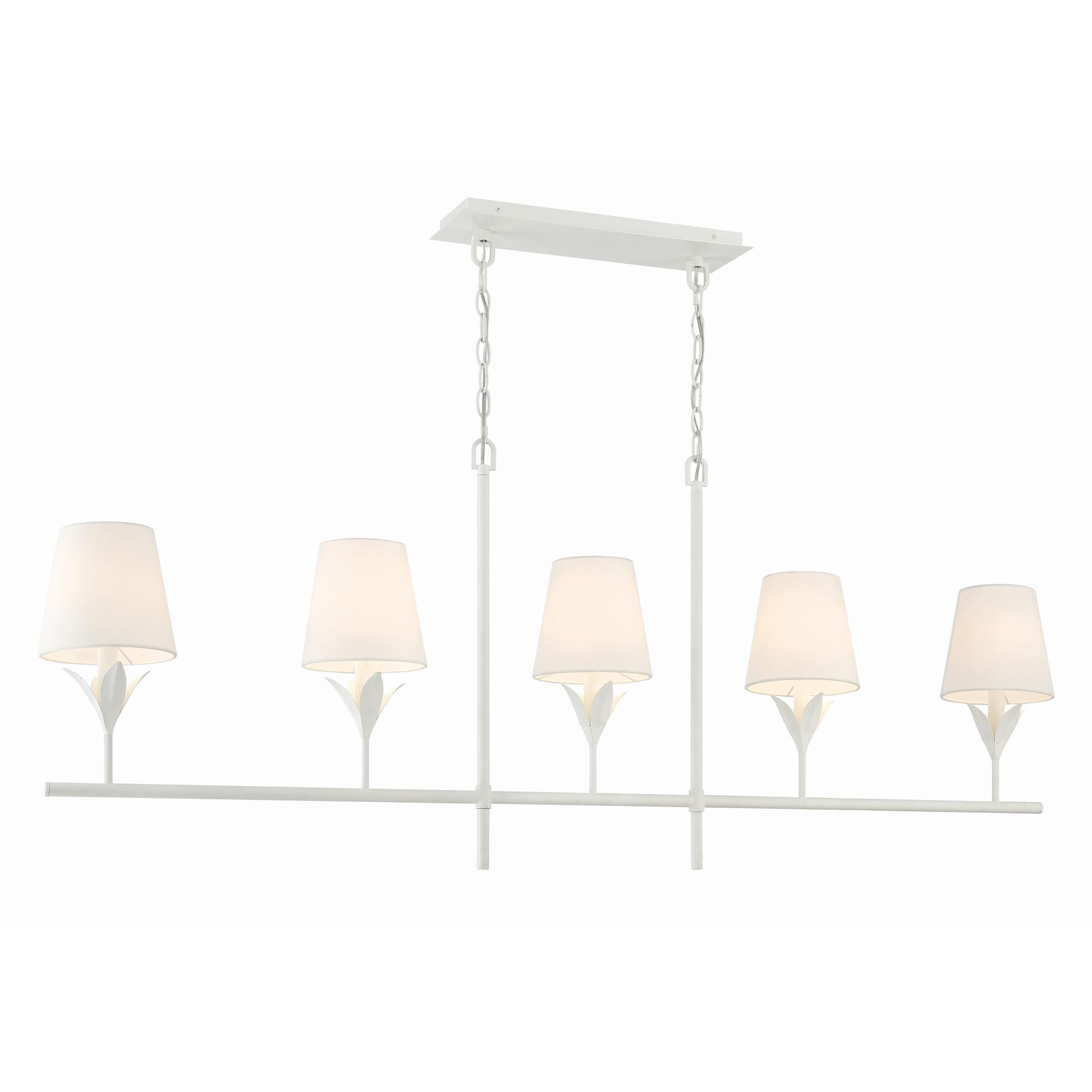 Shown in Matte White finish and Silk glass and Silk shade