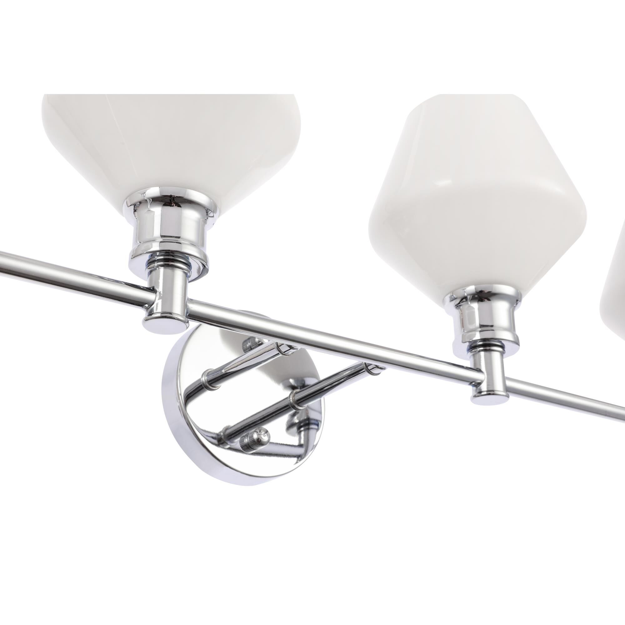 Shown in Chrome finish and Frosted White  glass