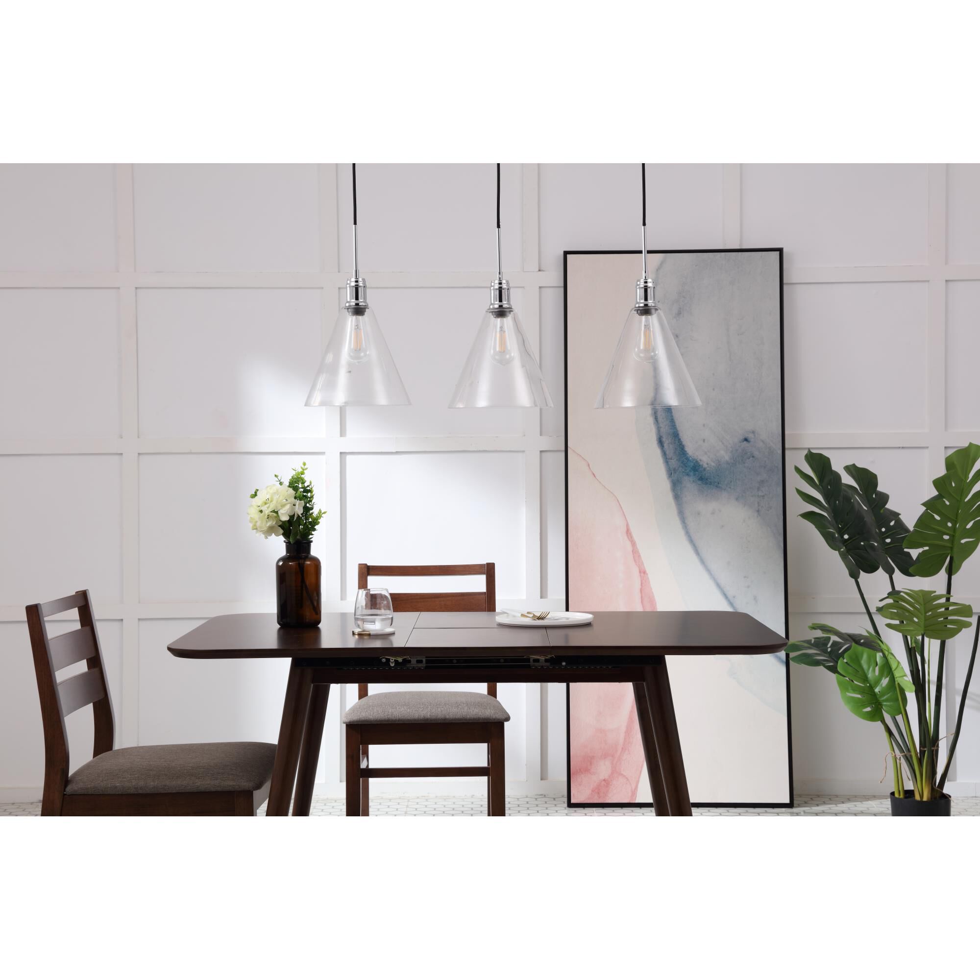 Hugh 36 Inch 3 Light Linear Suspension Light by Elegant Lighting