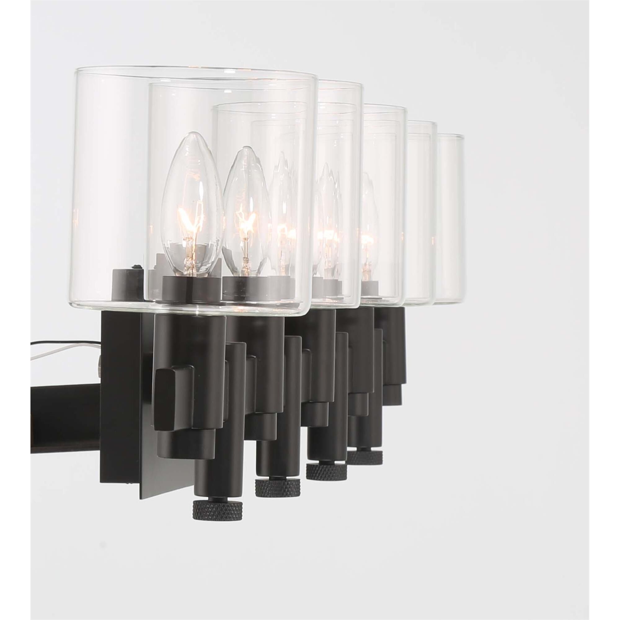 Shown in Black finish and Clear glass