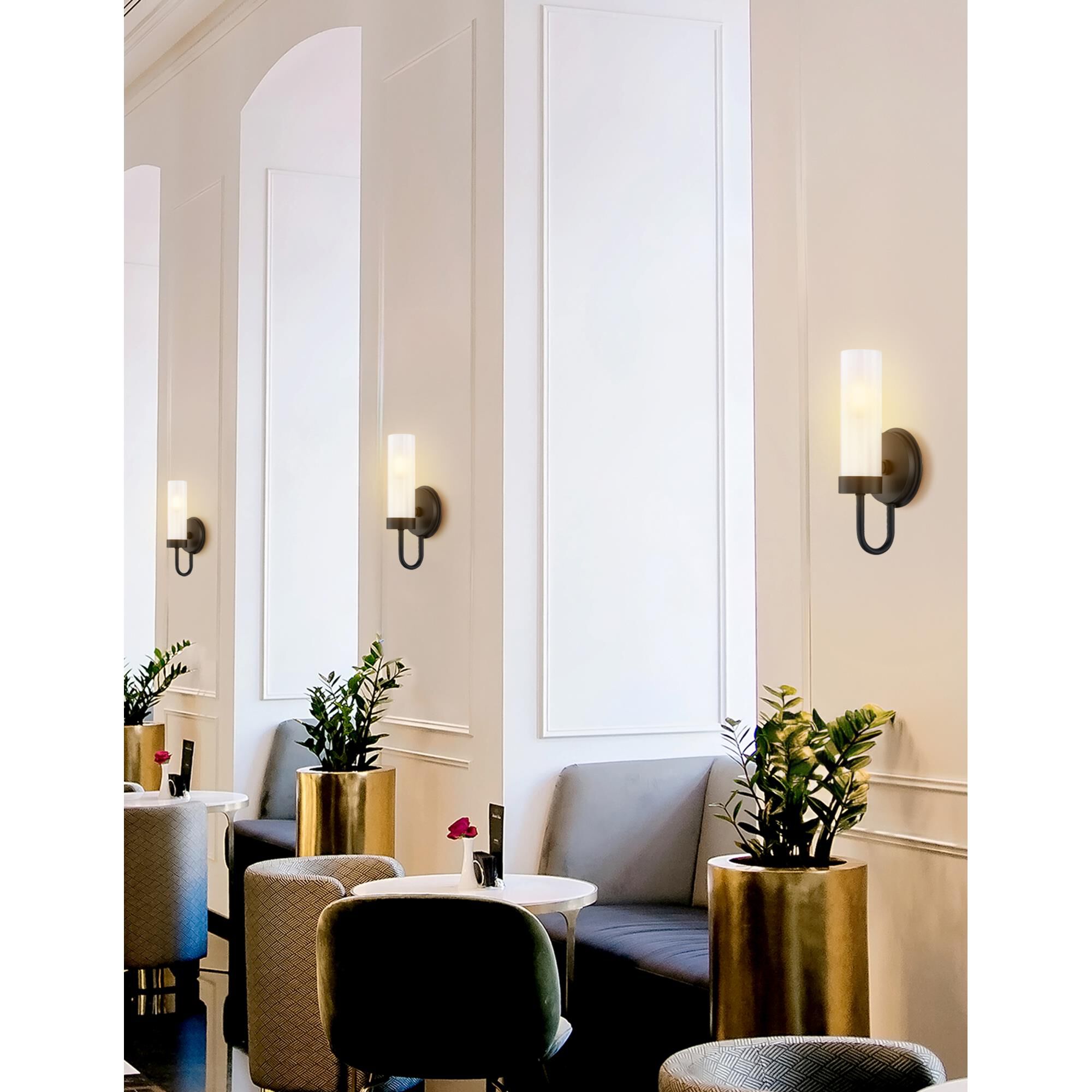 Shown in Matte Black finish and Clear Frosted glass